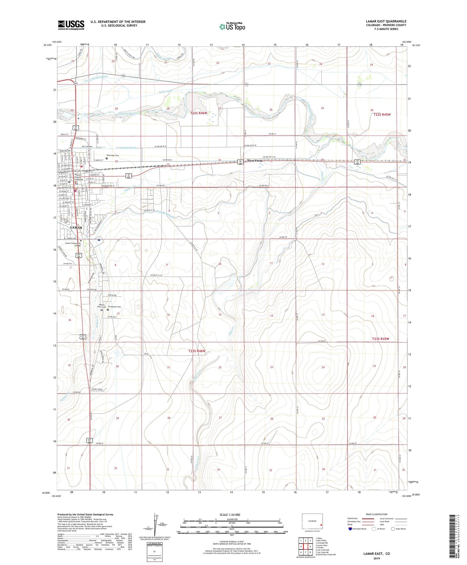 Lamar East Colorado US Topo Map Image