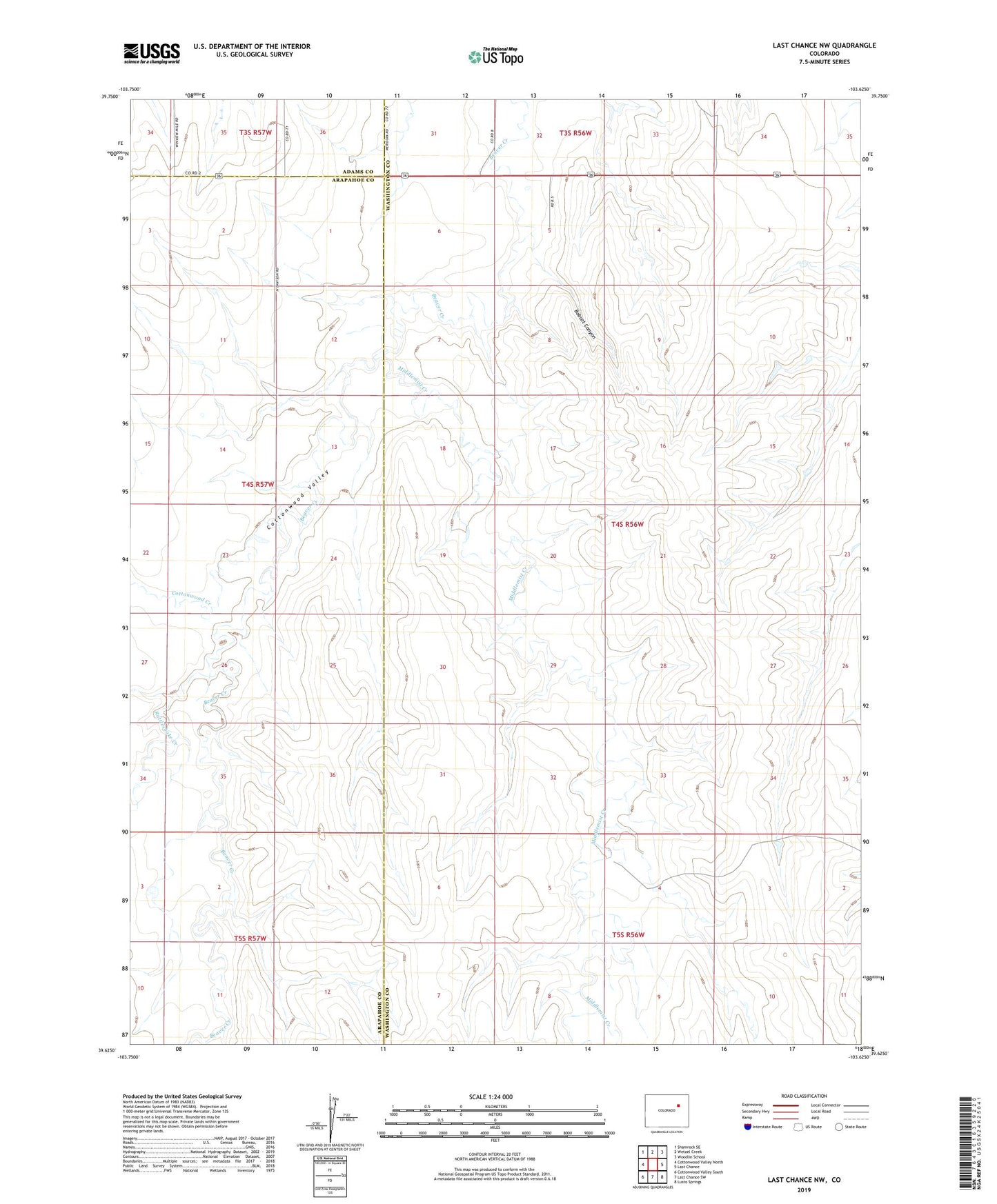 Last Chance NW Colorado US Topo Map Image