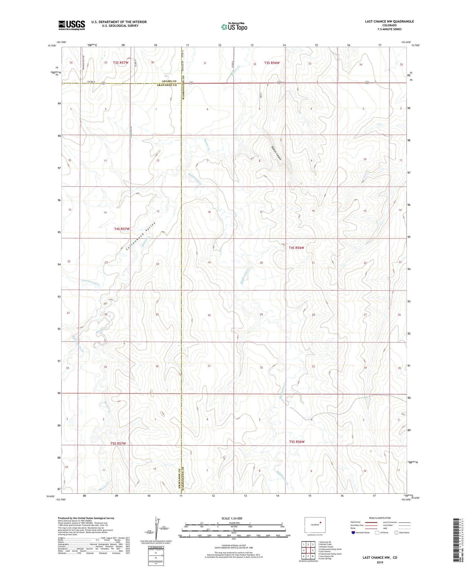 Last Chance NW Colorado US Topo Map Image