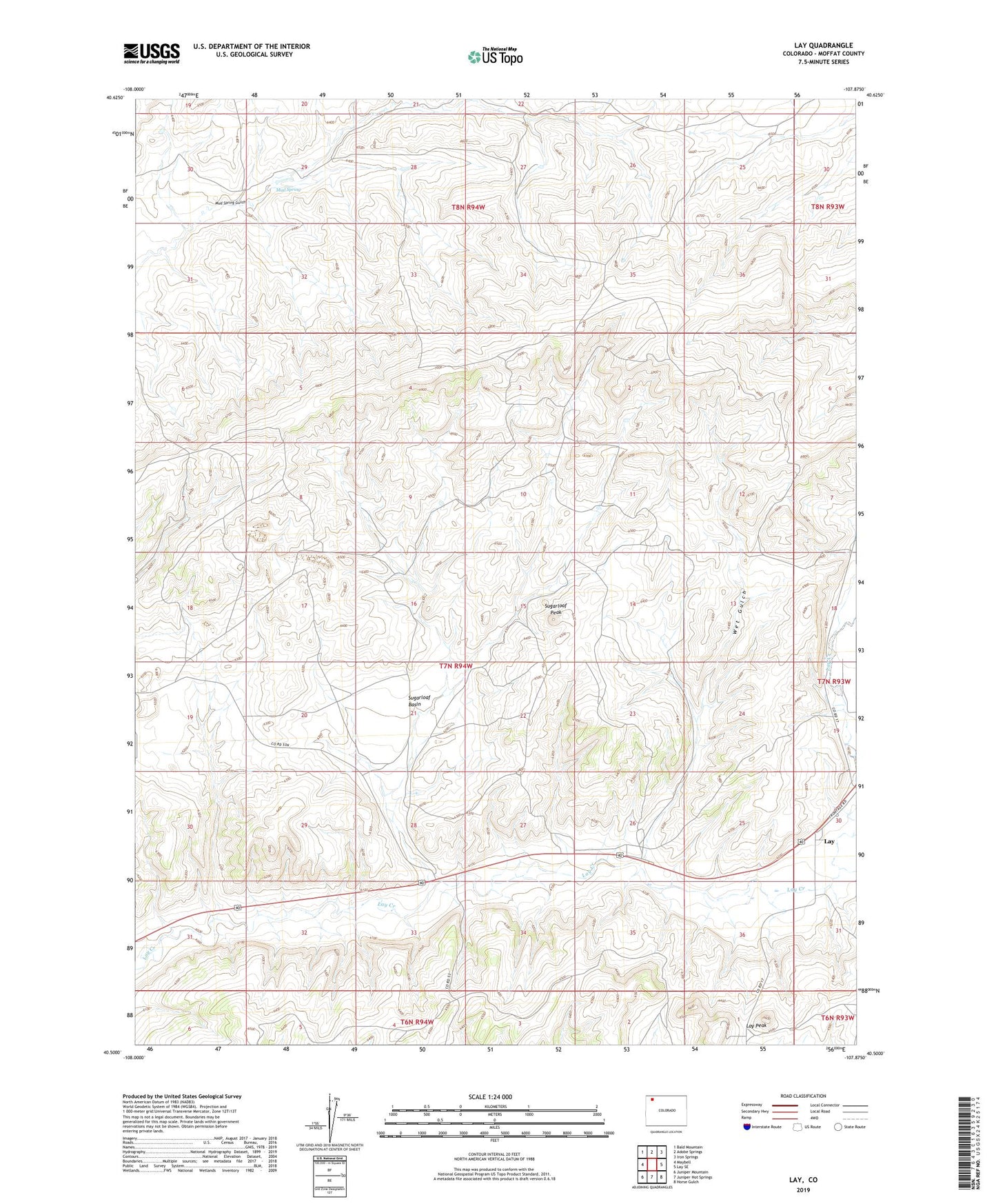 Lay Colorado US Topo Map Image
