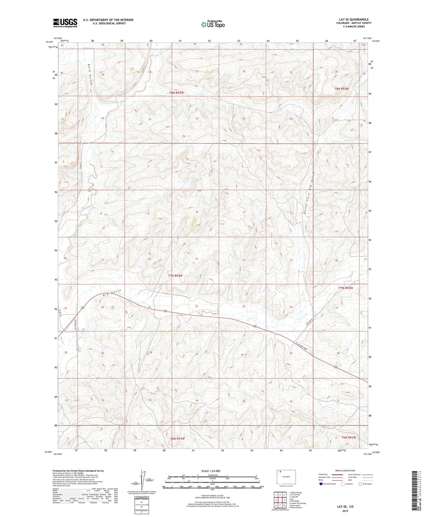 Lay SE Colorado US Topo Map Image