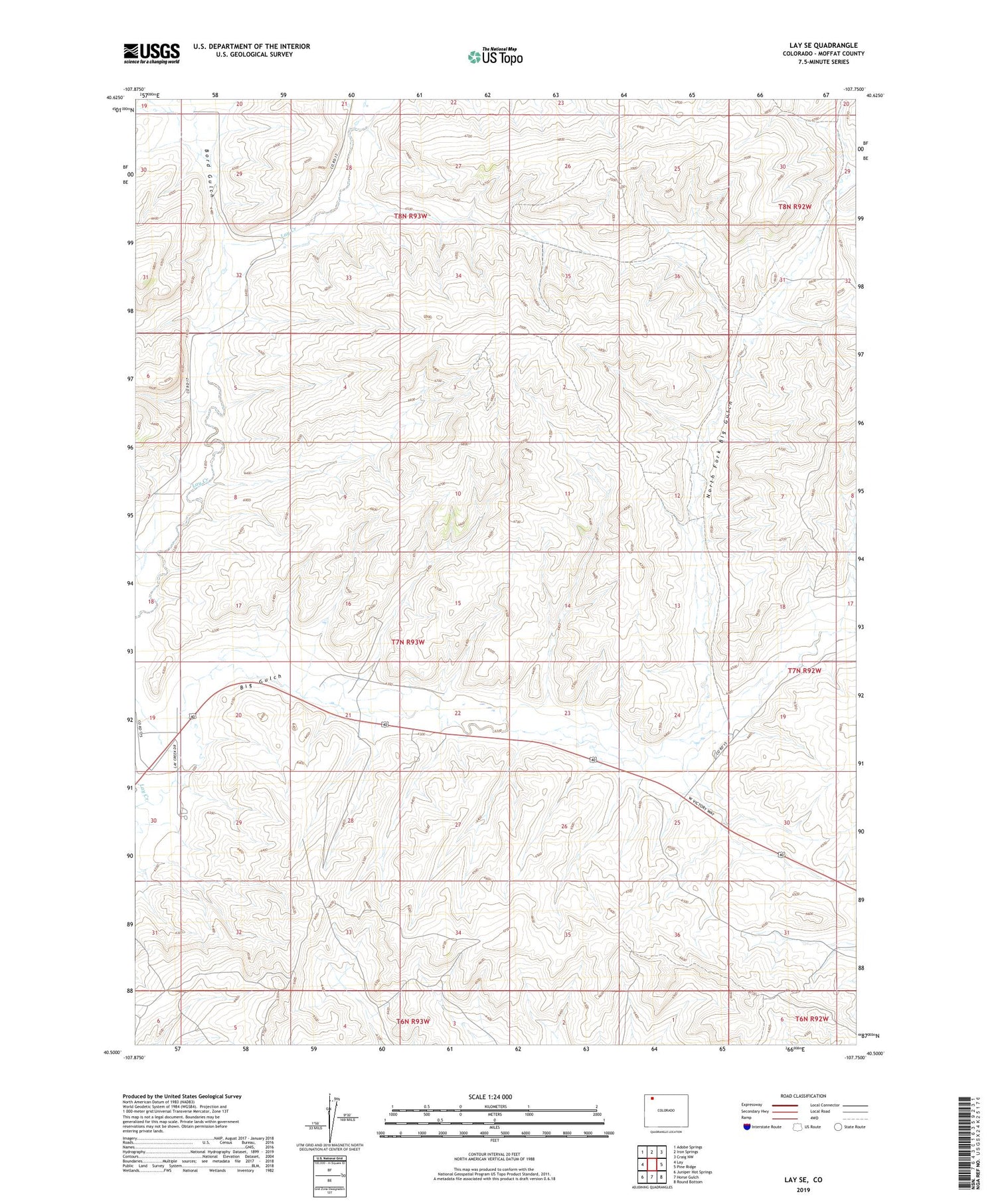 Lay SE Colorado US Topo Map Image