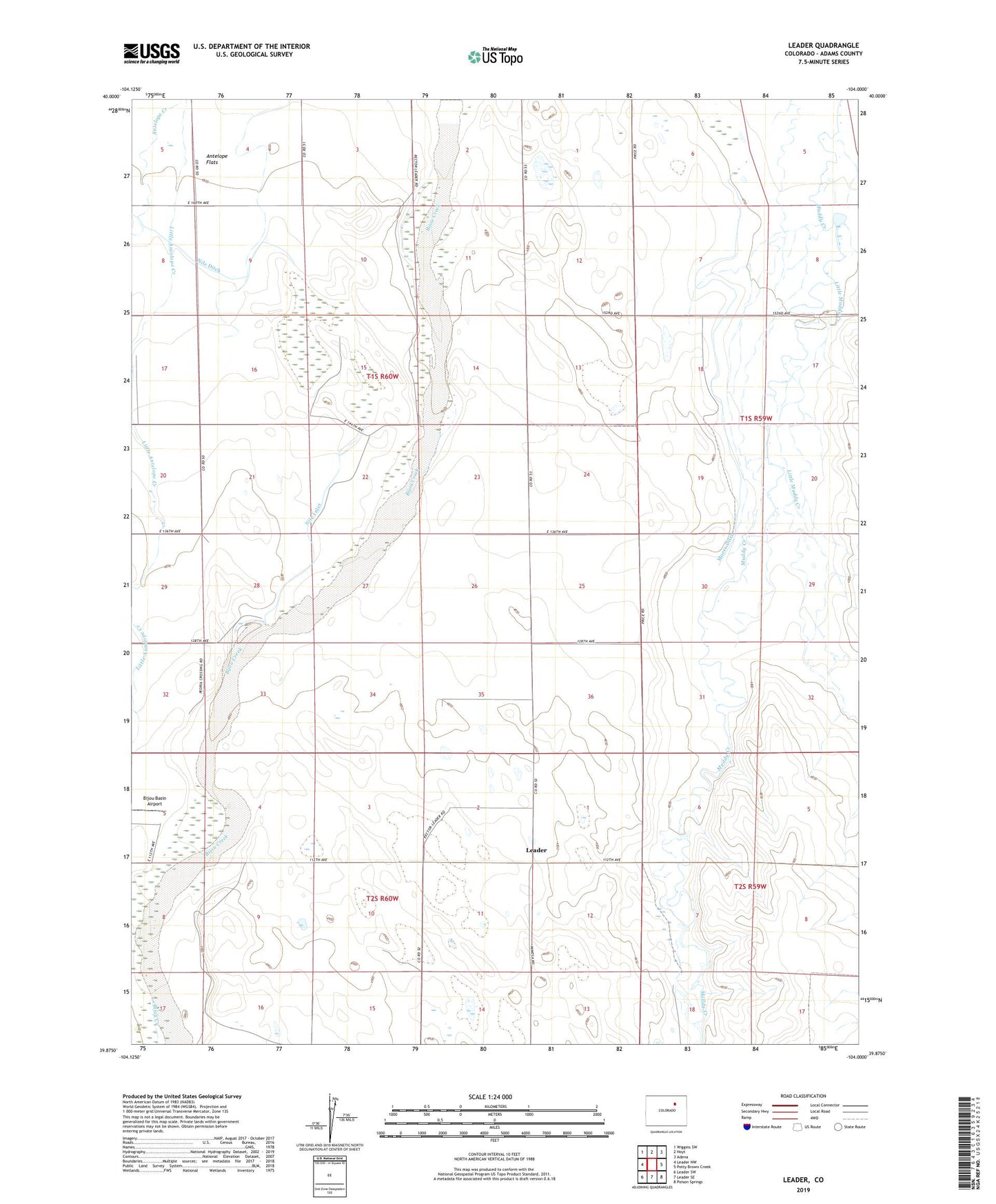 Leader Colorado US Topo Map Image