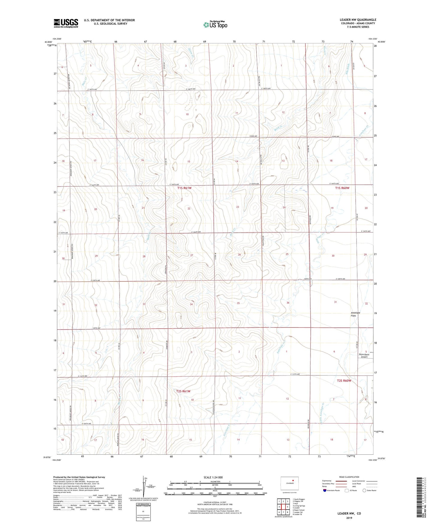 Leader NW Colorado US Topo Map Image