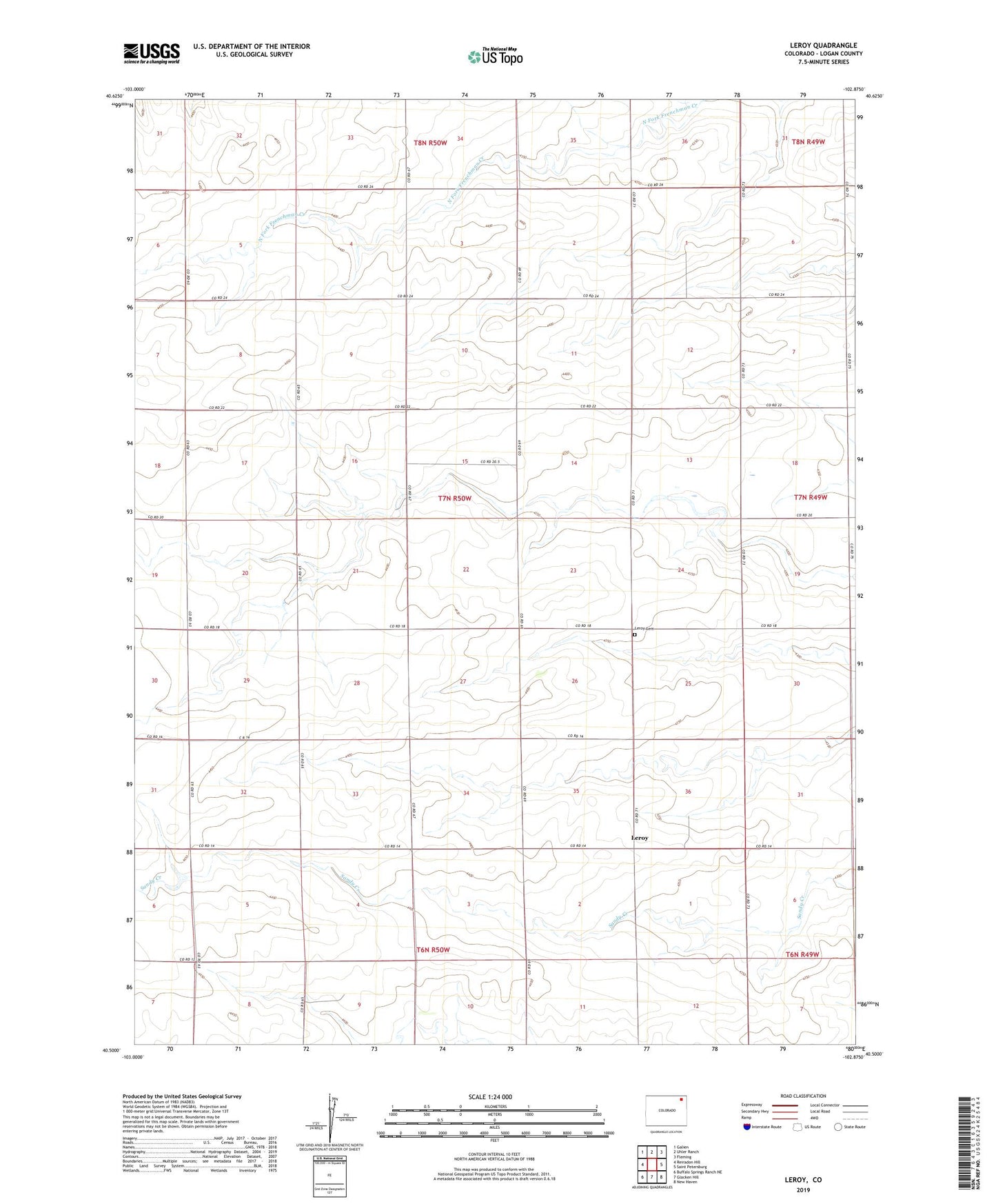 Leroy Colorado US Topo Map Image
