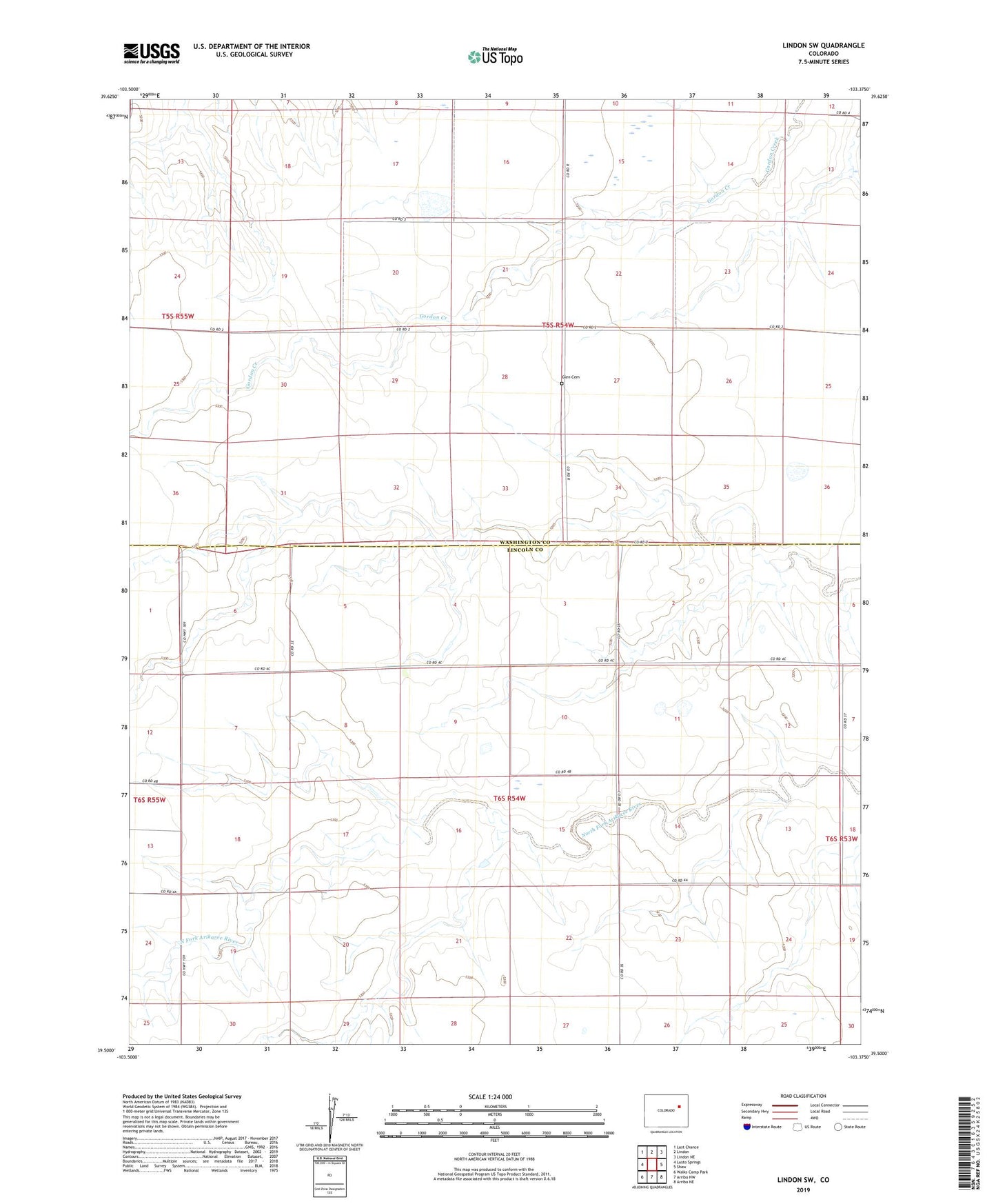 Lindon SW Colorado US Topo Map Image