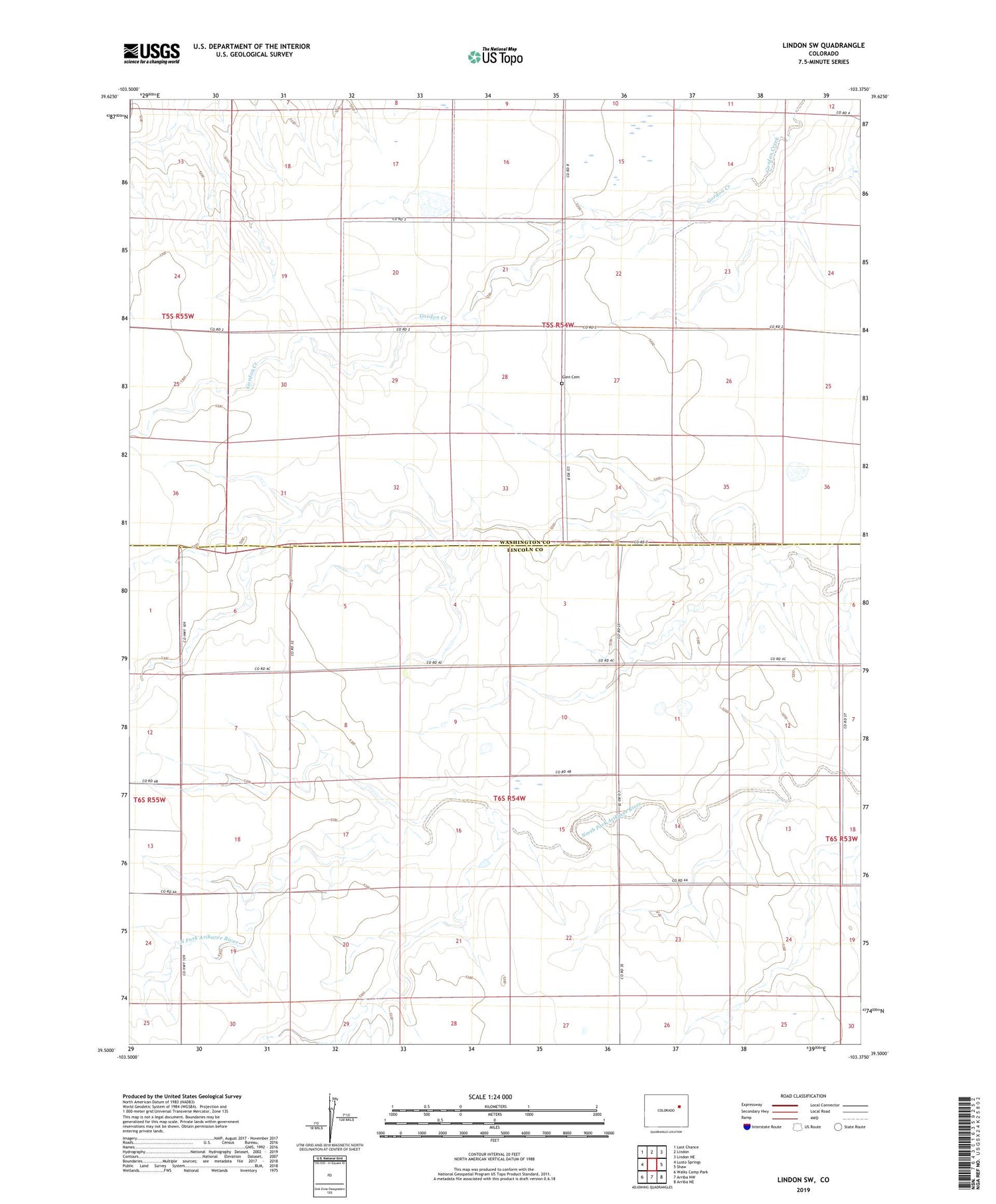 Lindon SW Colorado US Topo Map Image