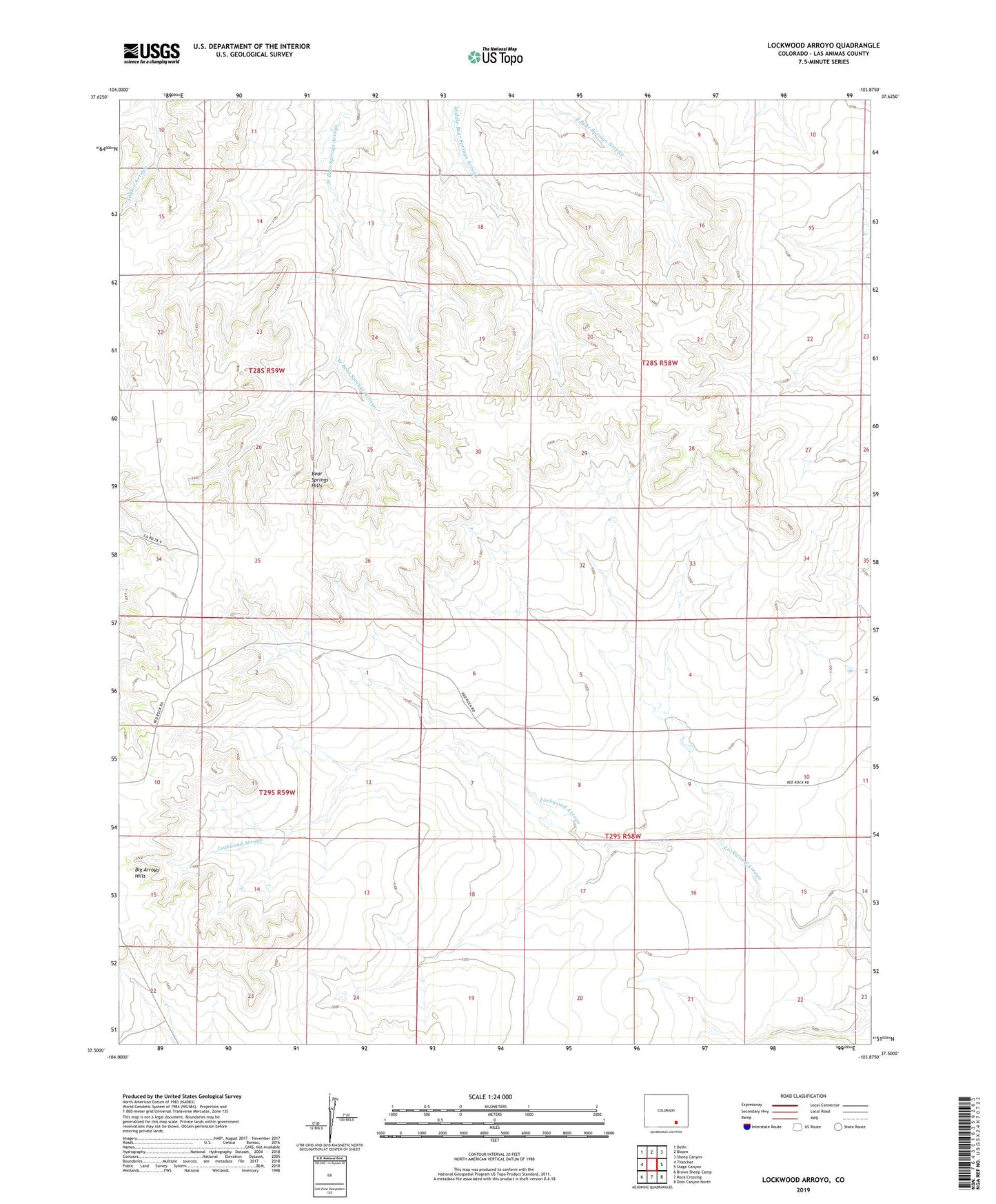 Lockwood Arroyo Colorado US Topo Map Image