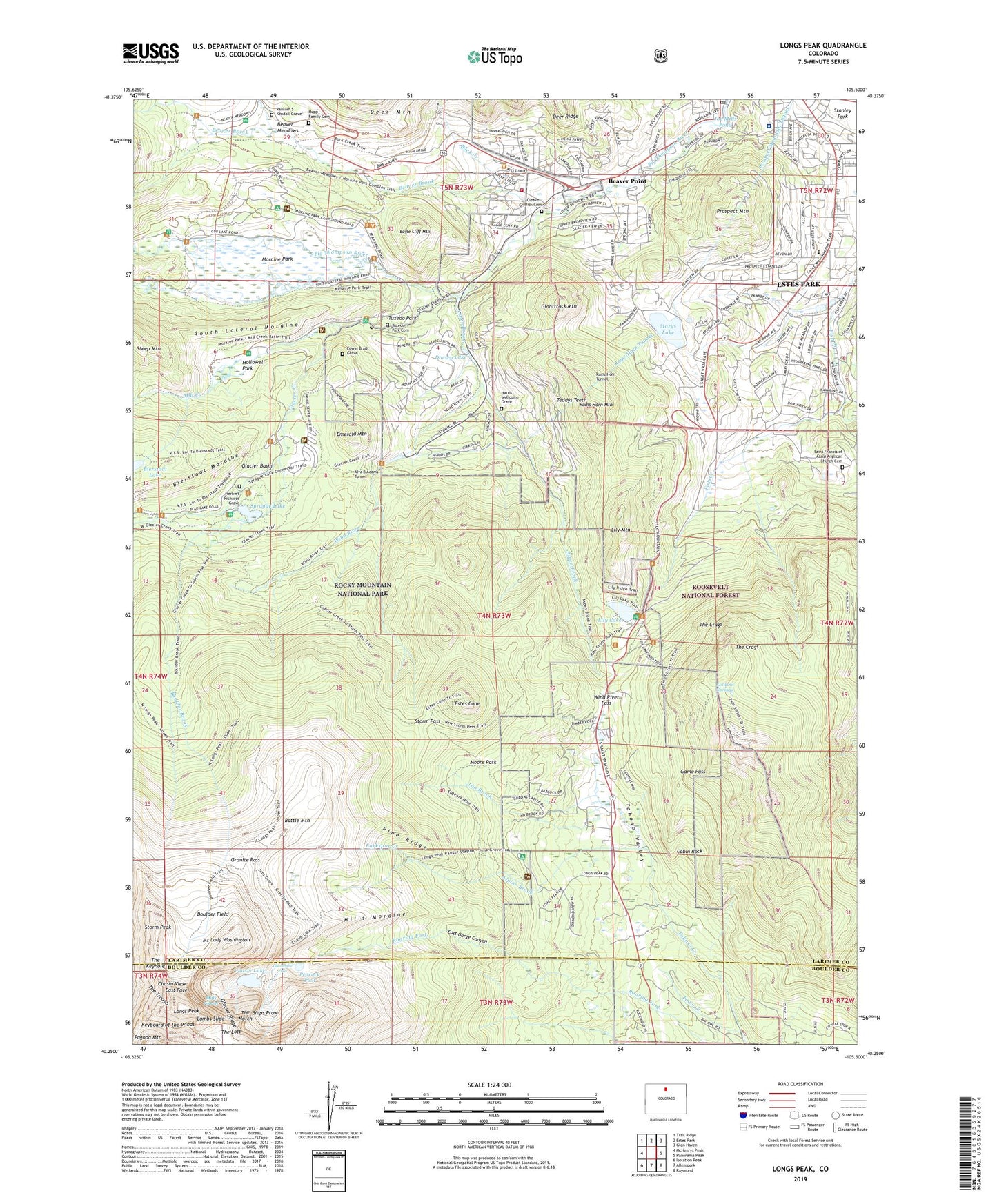 Longs Peak Colorado US Topo Map Image
