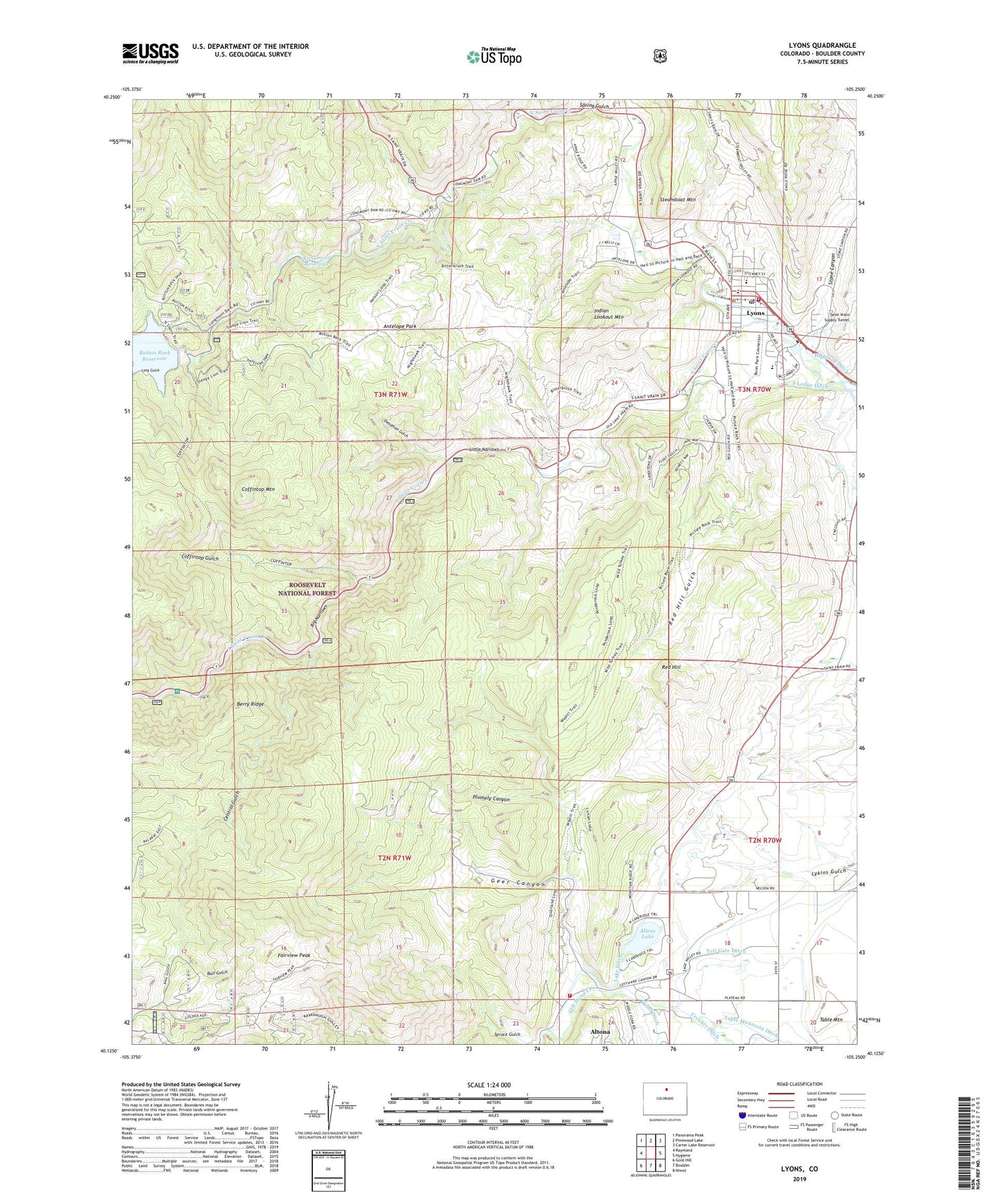 Lyons Colorado US Topo Map Image