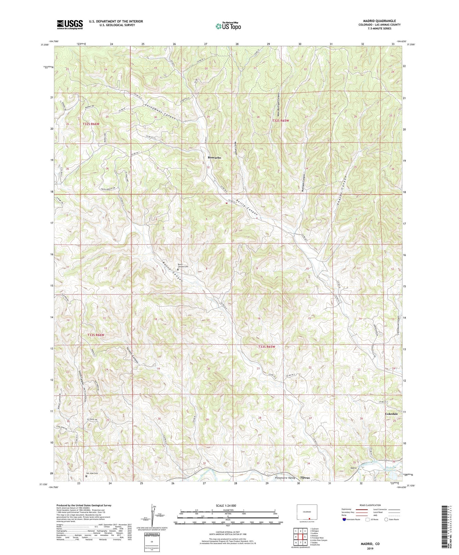 Madrid Colorado US Topo Map Image