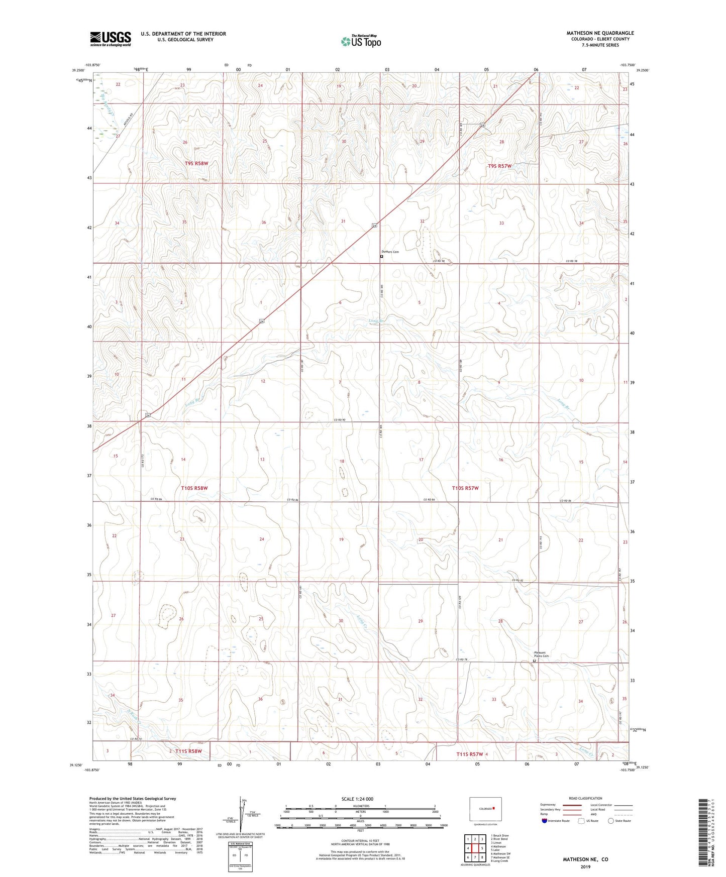 Matheson NE Colorado US Topo Map Image