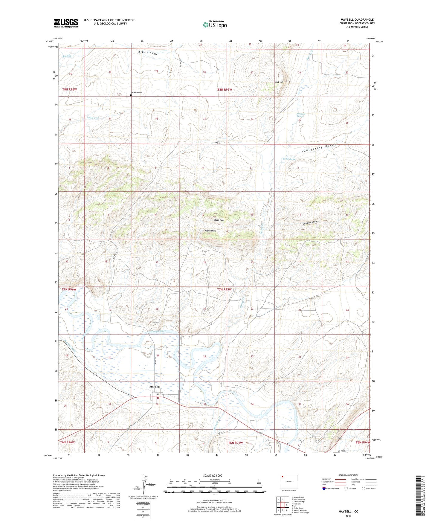 Maybell Colorado US Topo Map Image