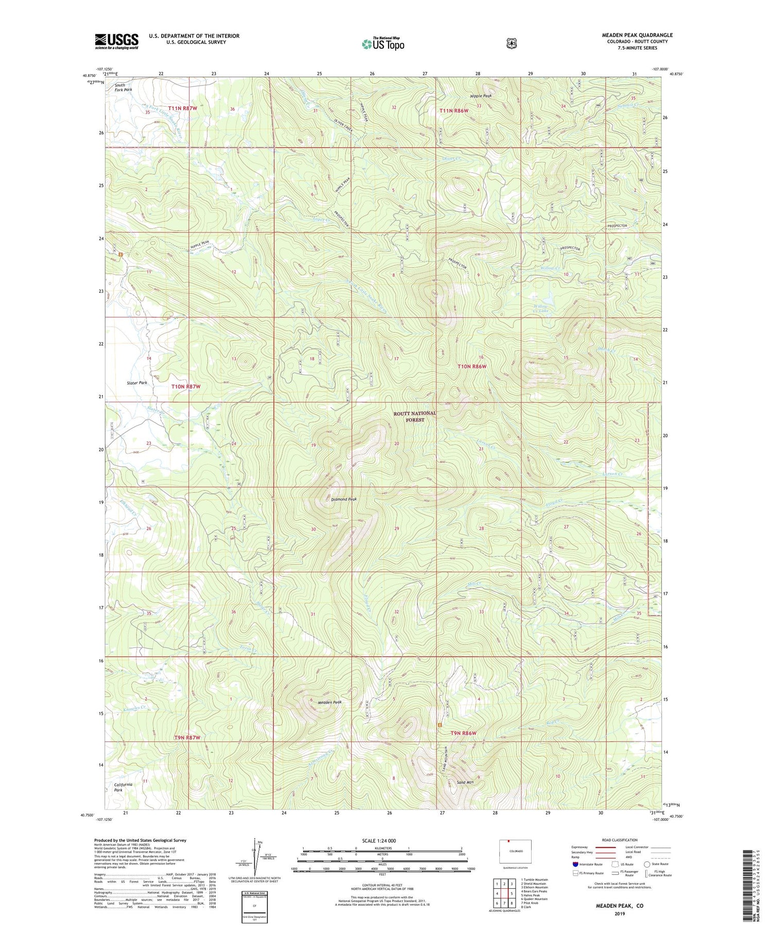 Meaden Peak Colorado US Topo Map Image