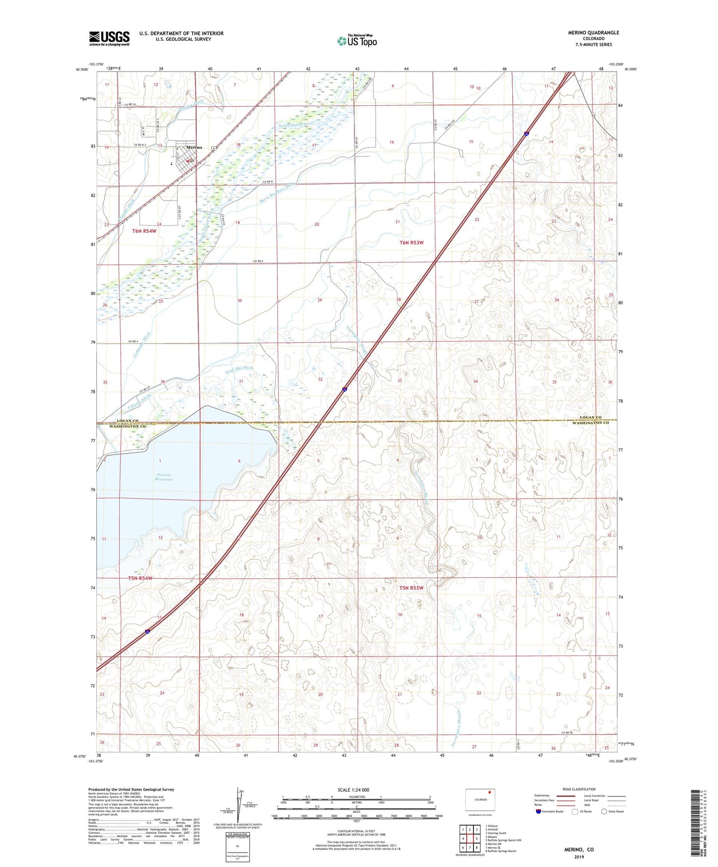 Merino Colorado US Topo Map Image