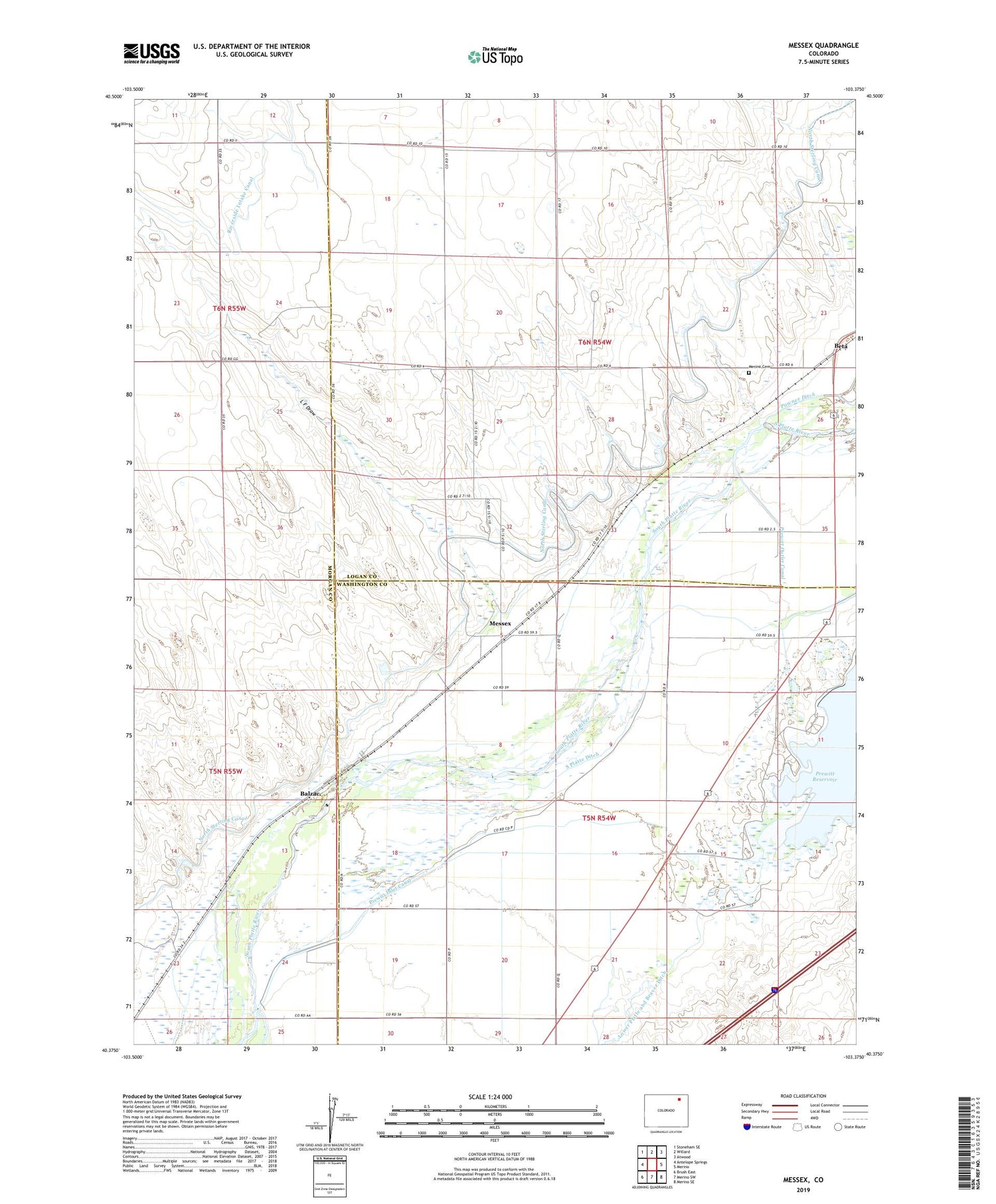 Messex Colorado US Topo Map Image