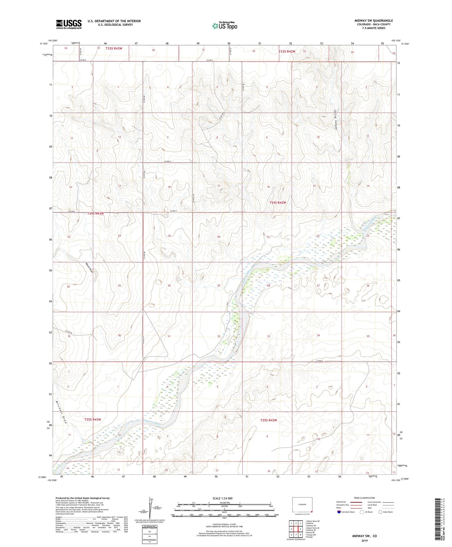 Midway SW Colorado US Topo Map Image