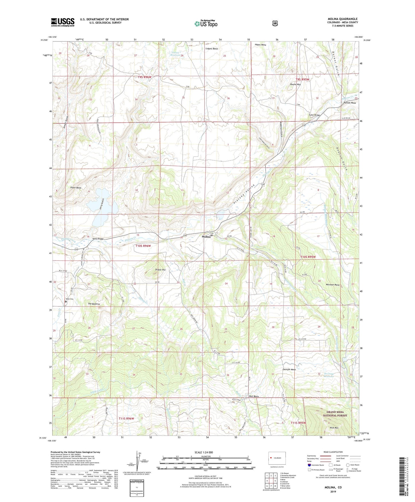 Molina Colorado US Topo Map Image