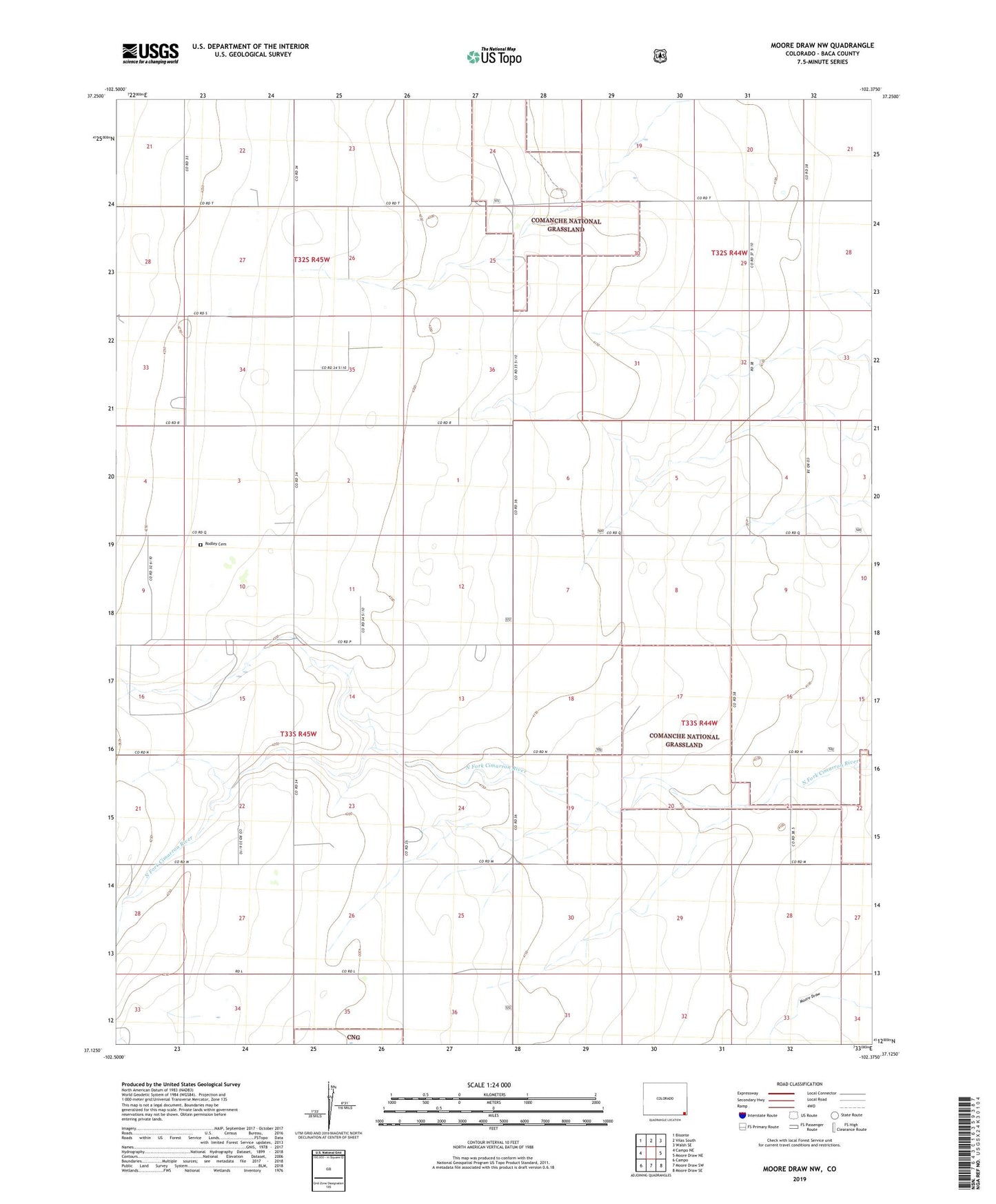 Moore Draw NW Colorado US Topo Map Image