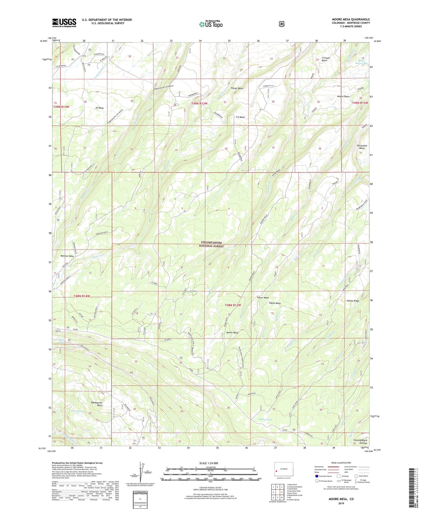 Moore Mesa Colorado US Topo Map Image