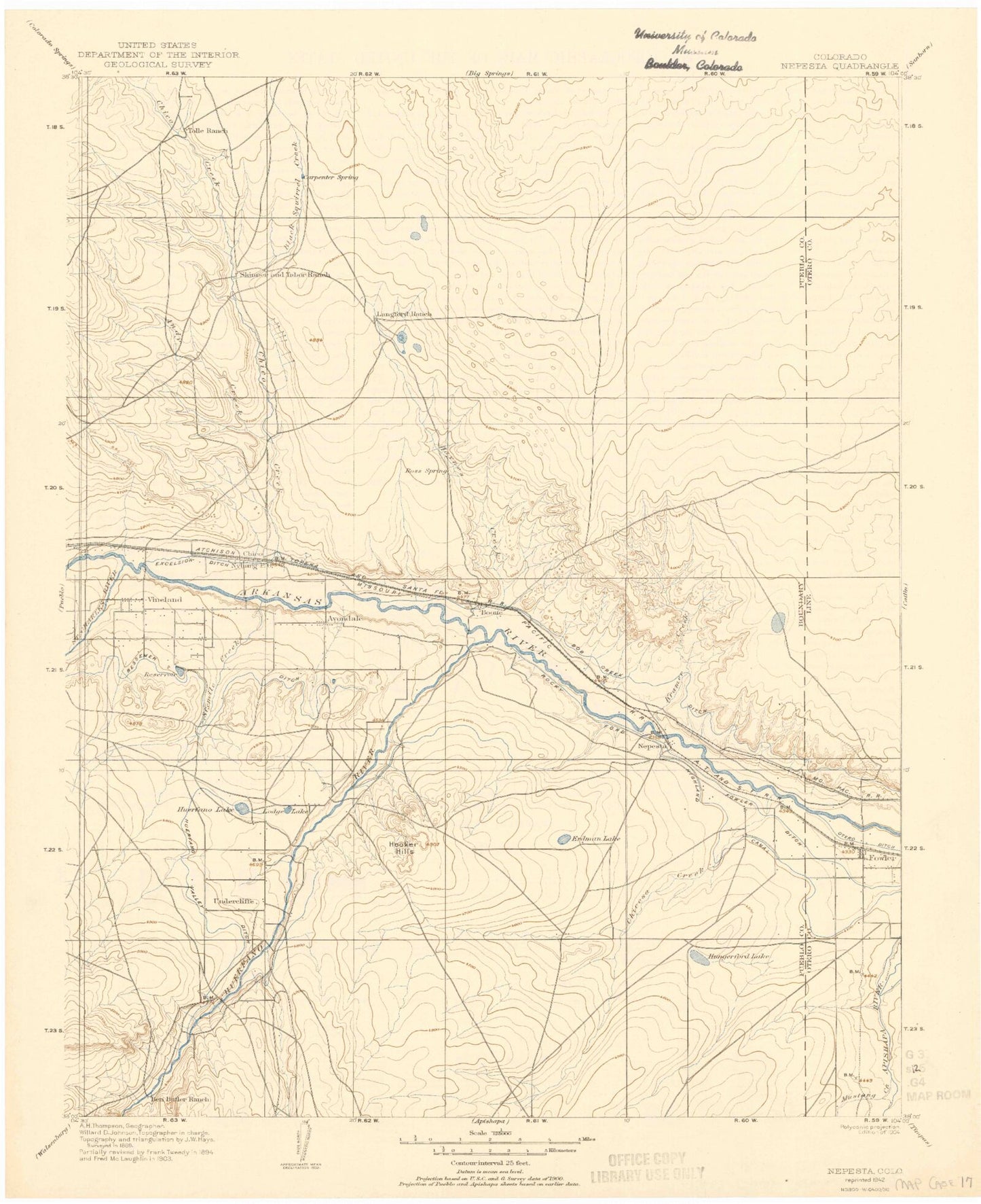 Historic 1904 Nepesta Colorado 30'x30' Topo Map Image