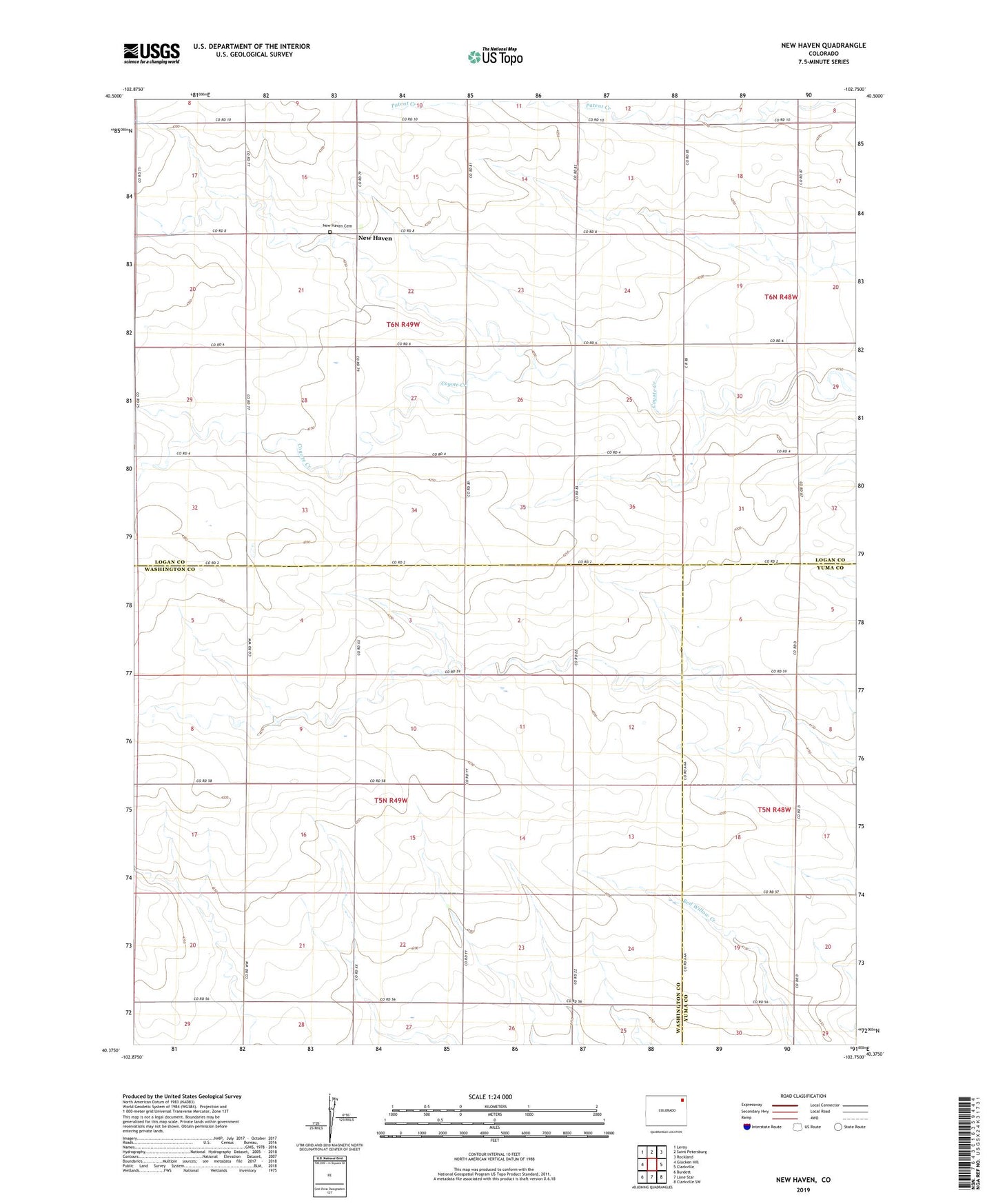 New Haven Colorado US Topo Map Image