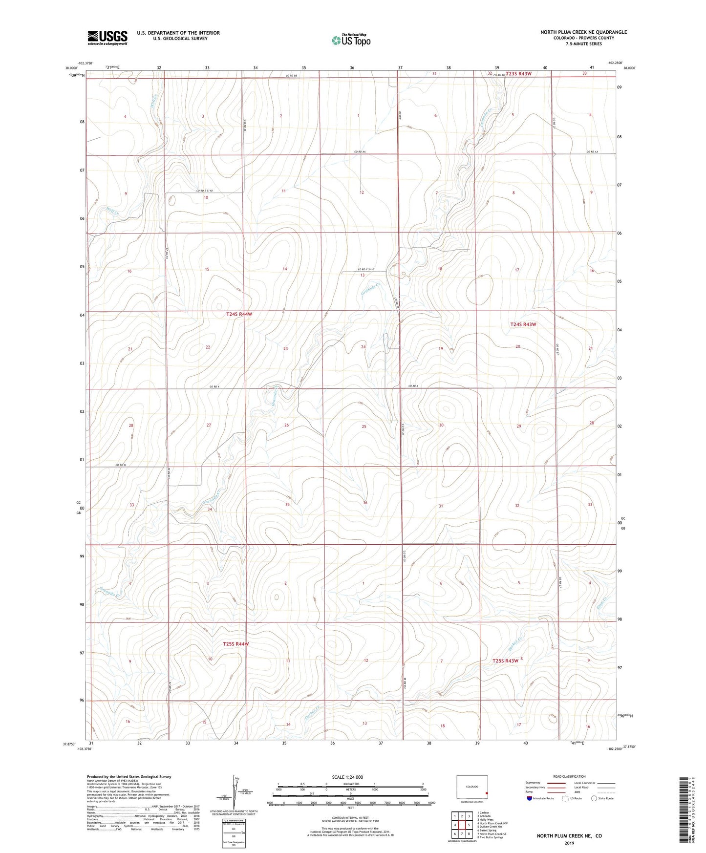 North Plum Creek NE Colorado US Topo Map Image