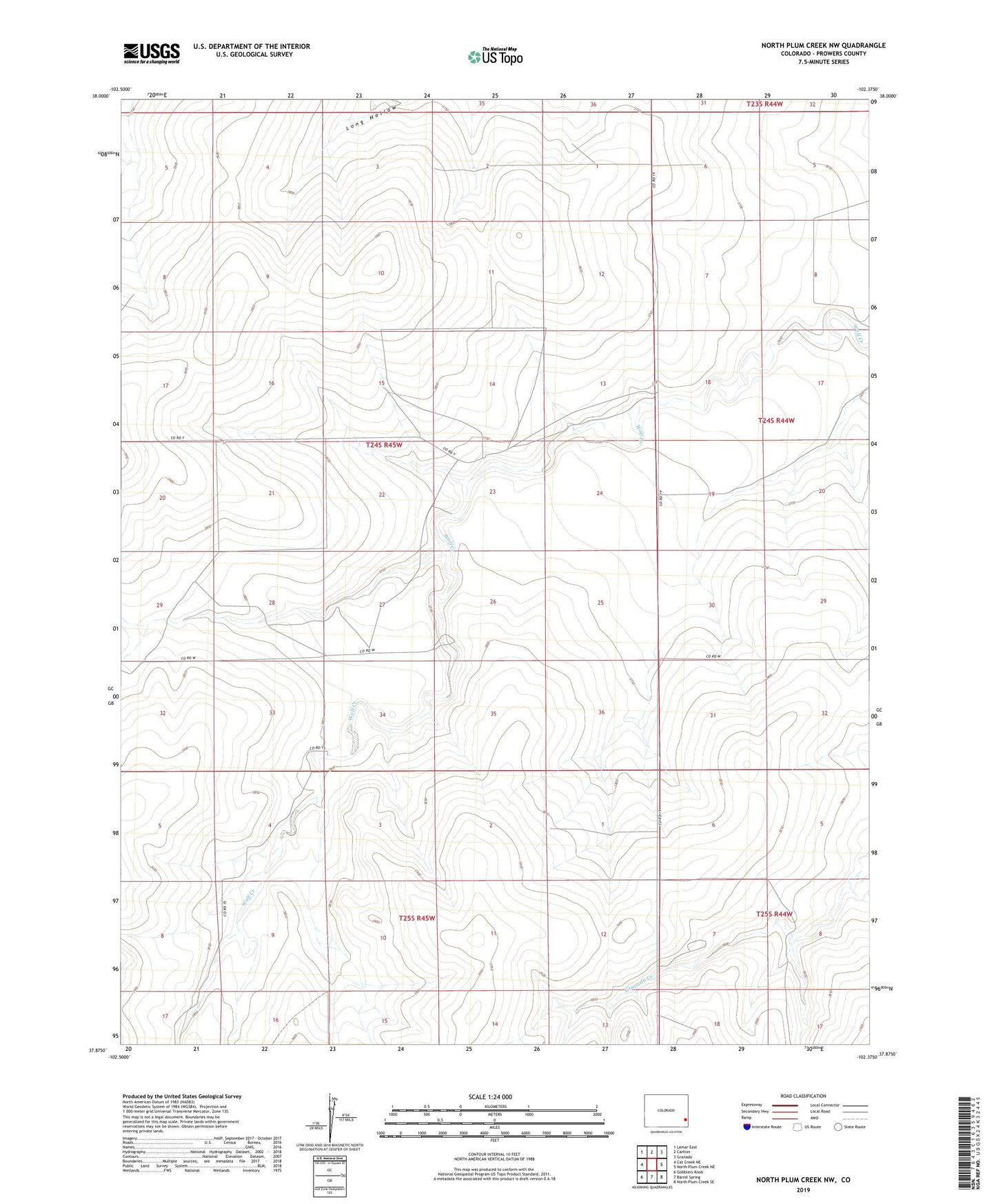 North Plum Creek NW Colorado US Topo Map Image