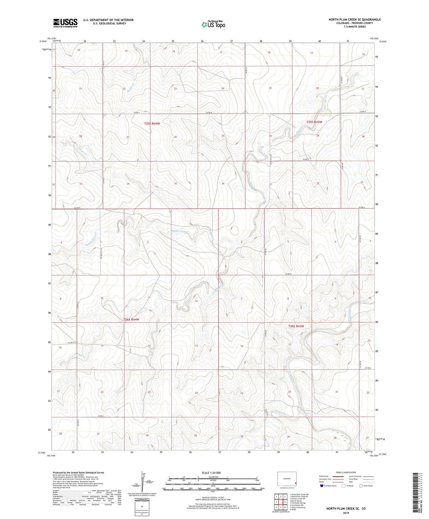 North Plum Creek SE Colorado US Topo Map Image
