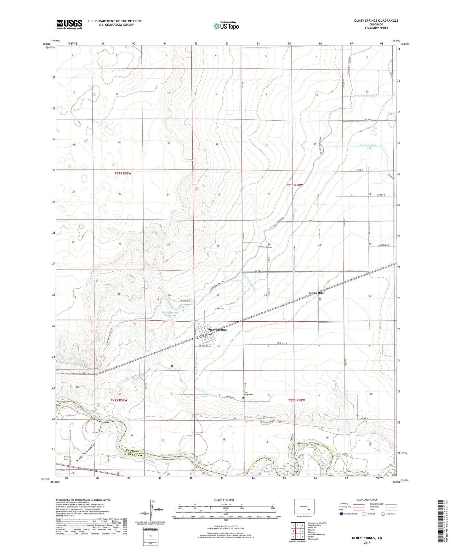 Olney Springs Colorado US Topo Map Image