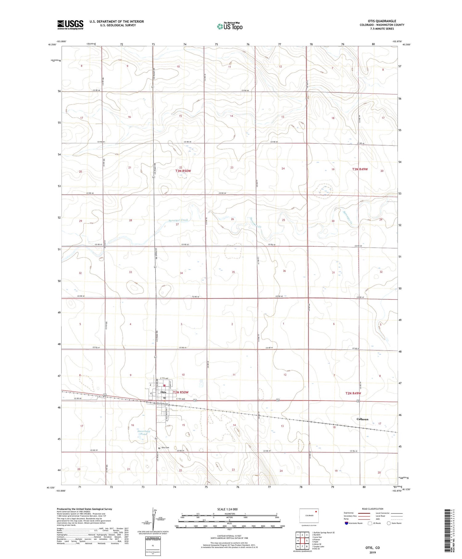 Otis Colorado US Topo Map Image