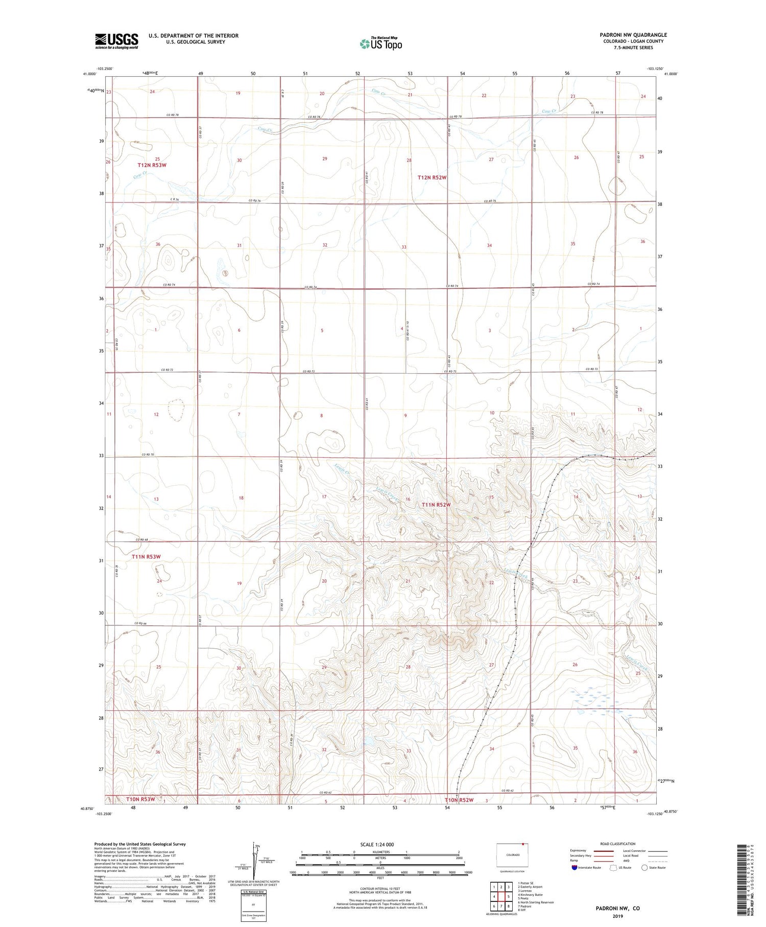 Padroni NW Colorado US Topo Map Image