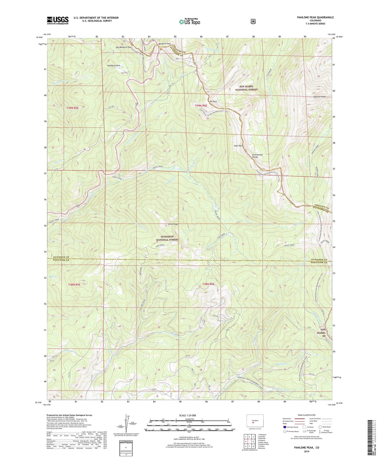 Pahlone Peak Colorado US Topo Map Image