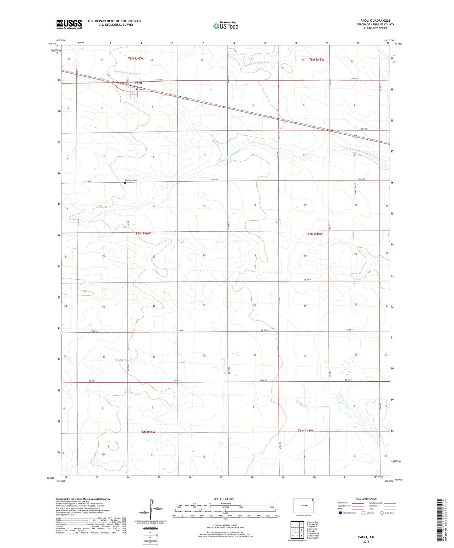 Paoli Colorado US Topo Map Image