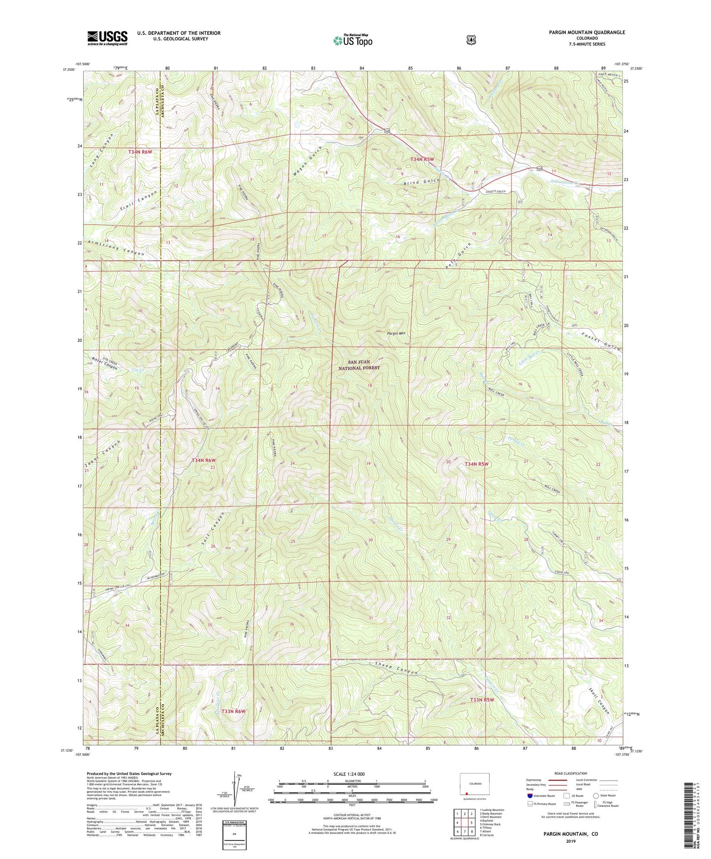 Pargin Mountain Colorado US Topo Map Image