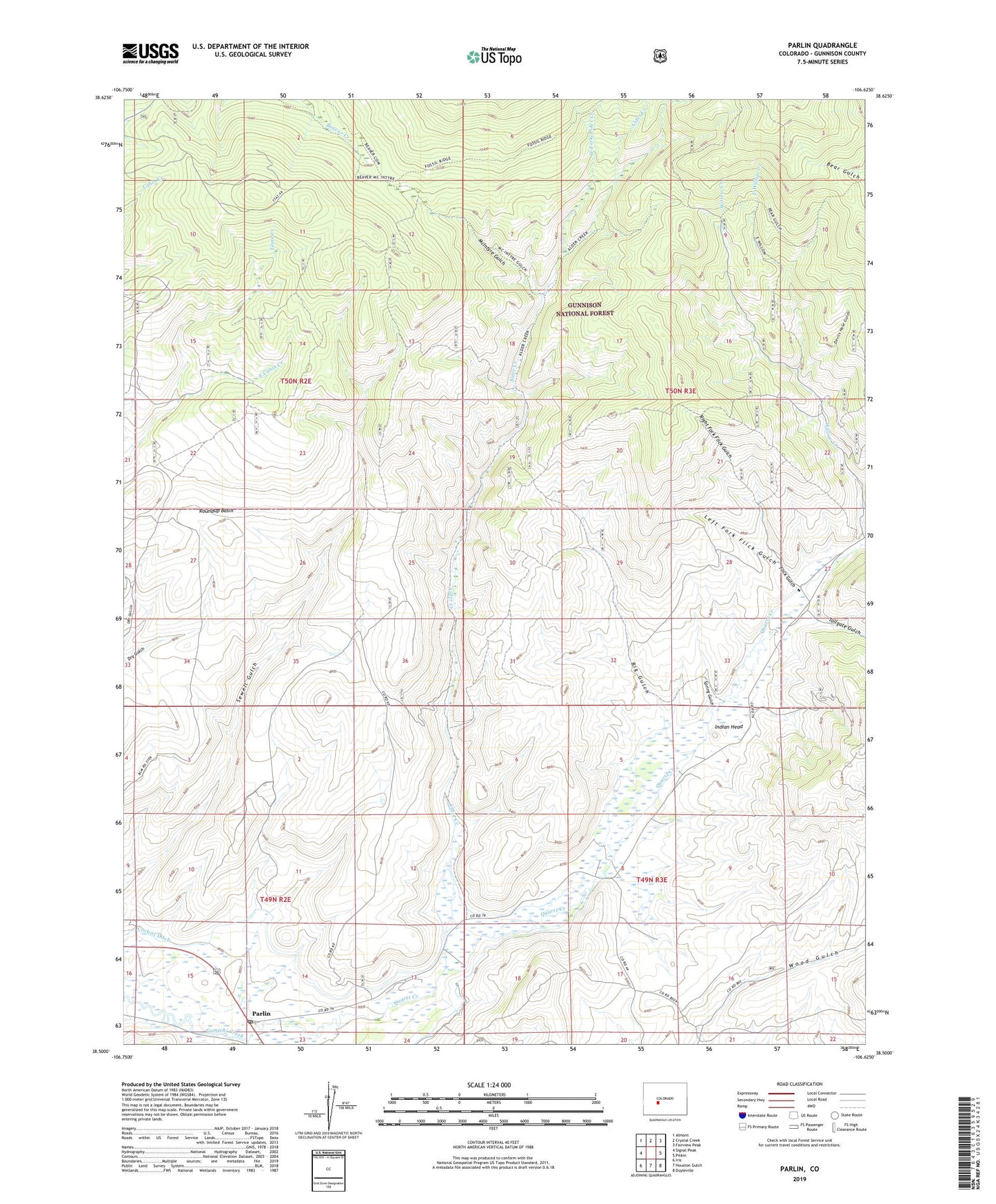 Parlin Colorado US Topo Map Image