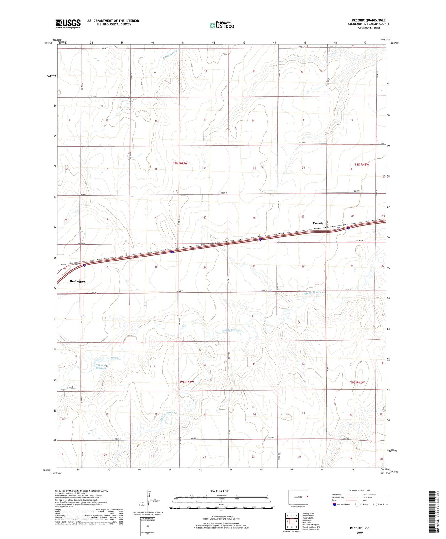 Peconic Colorado US Topo Map Image