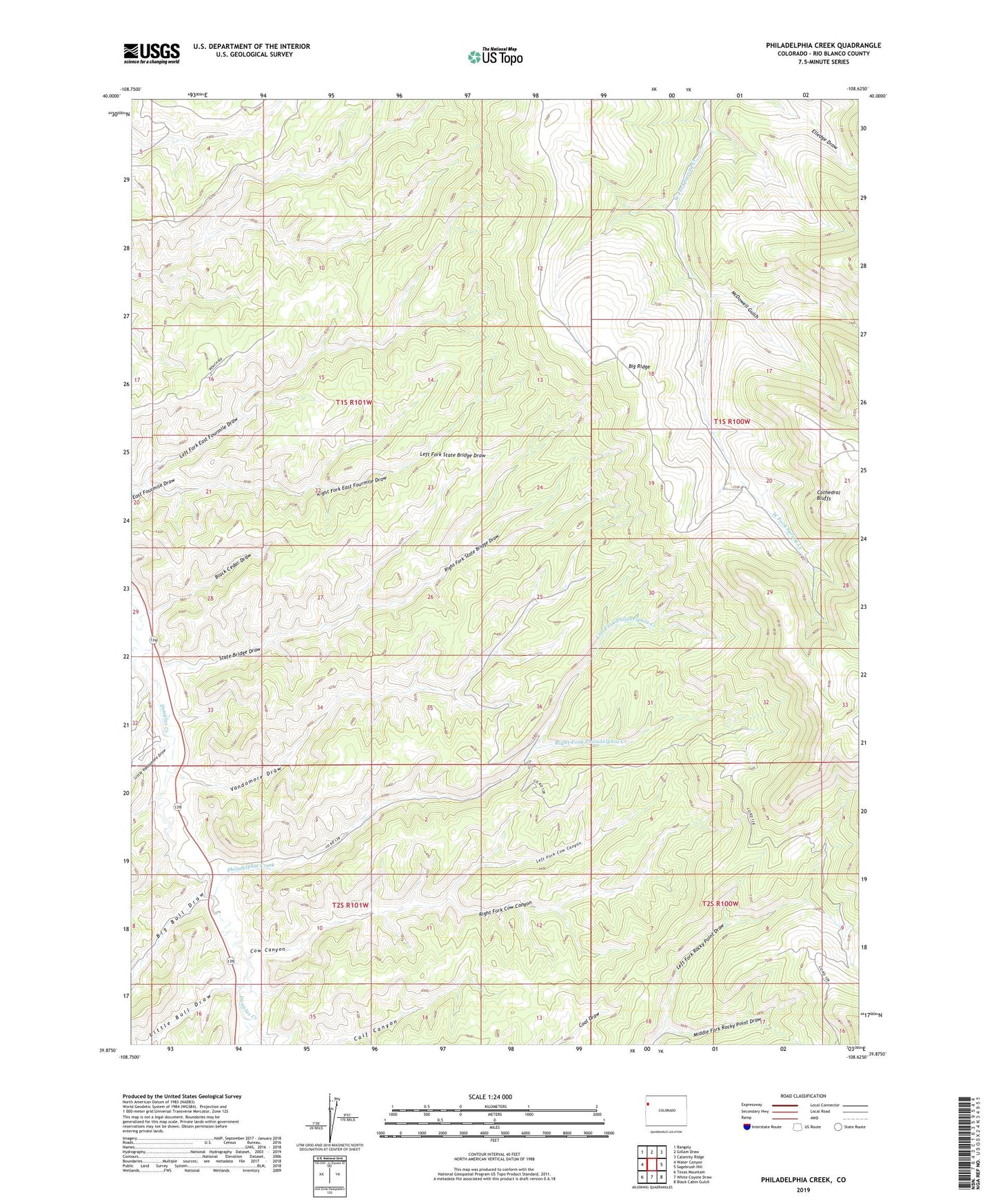 Philadelphia Creek Colorado US Topo Map Image