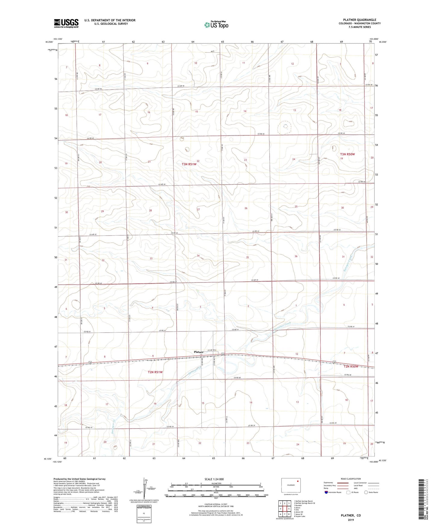 Platner Colorado US Topo Map Image