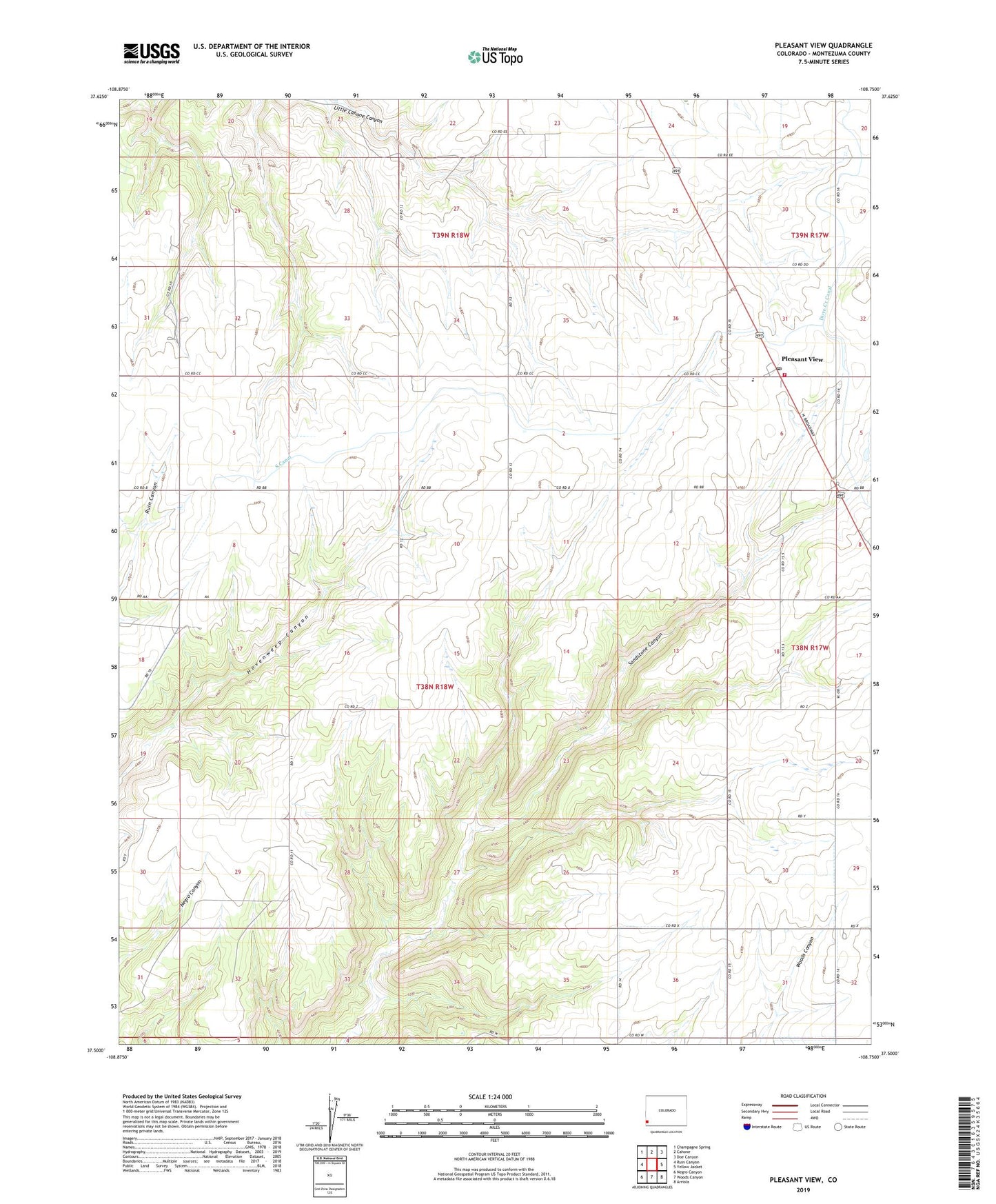 Pleasant View Colorado US Topo Map Image