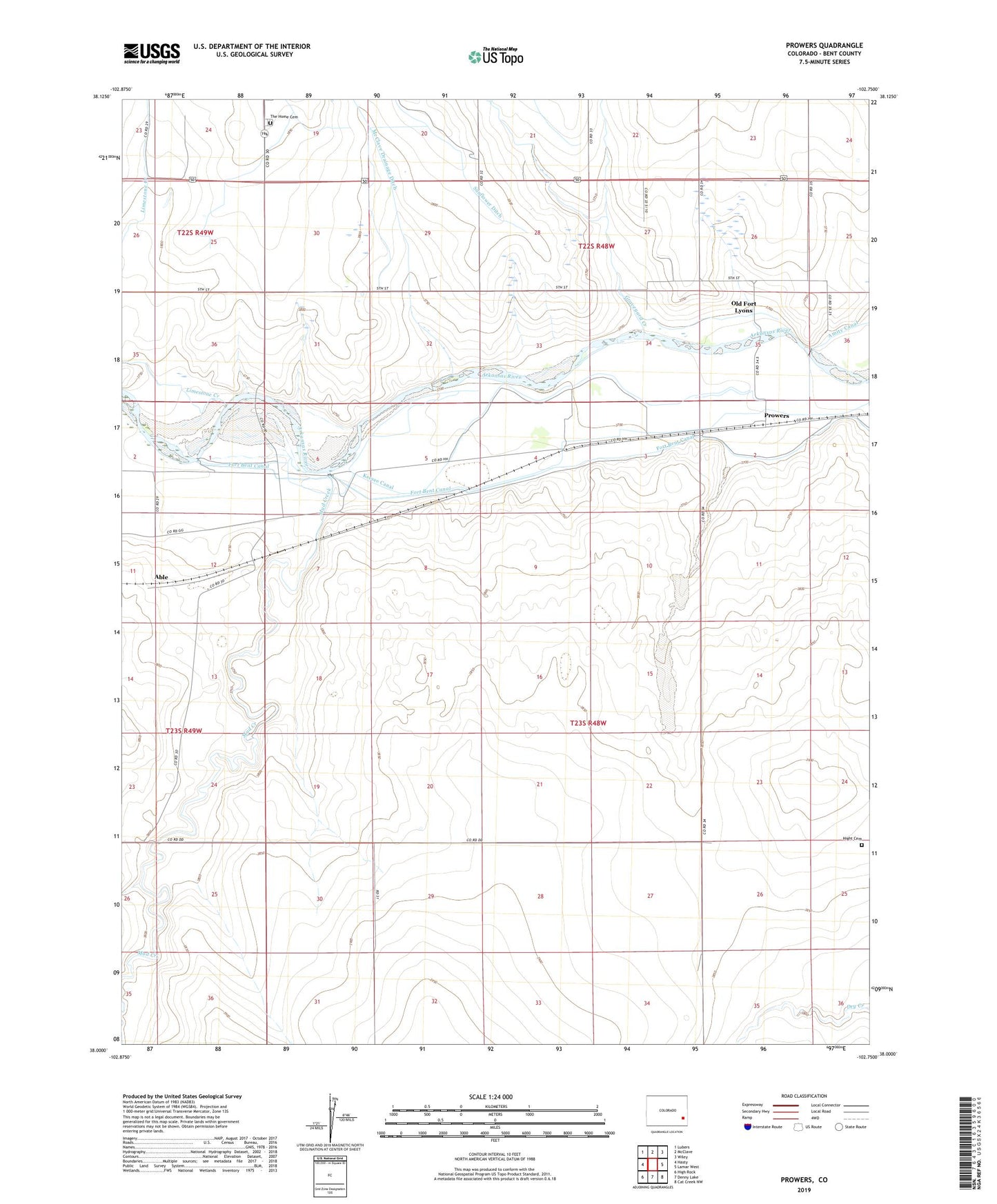 Prowers Colorado US Topo Map Image