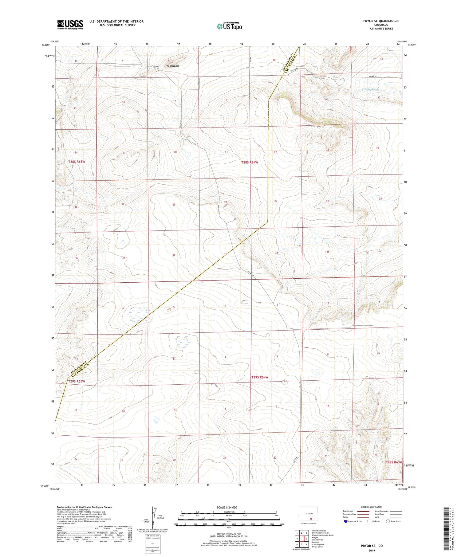 Pryor SE Colorado US Topo Map Image