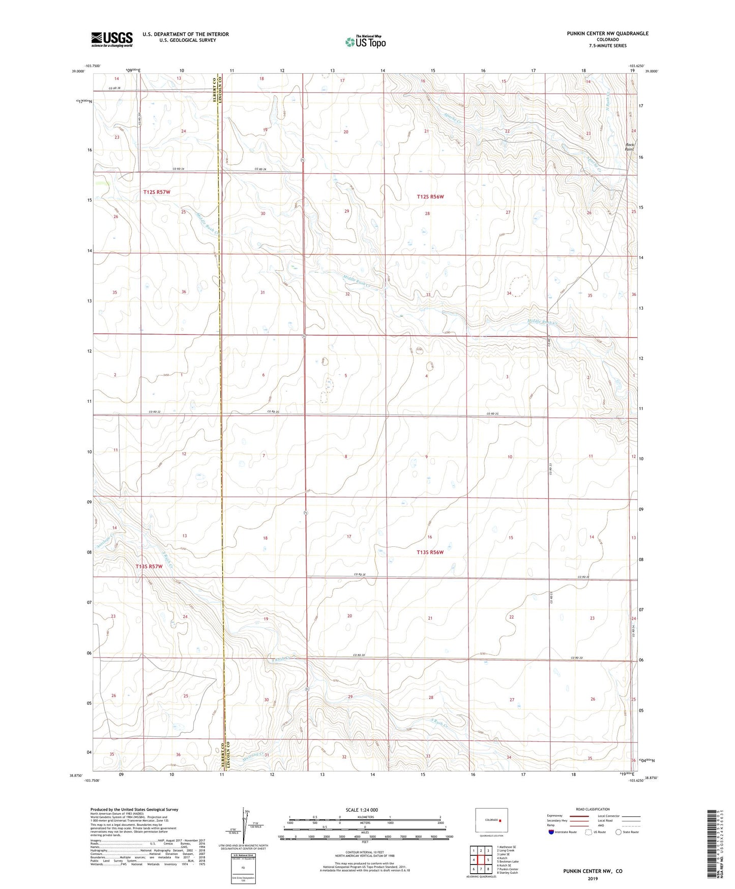 Punkin Center NW Colorado US Topo Map Image