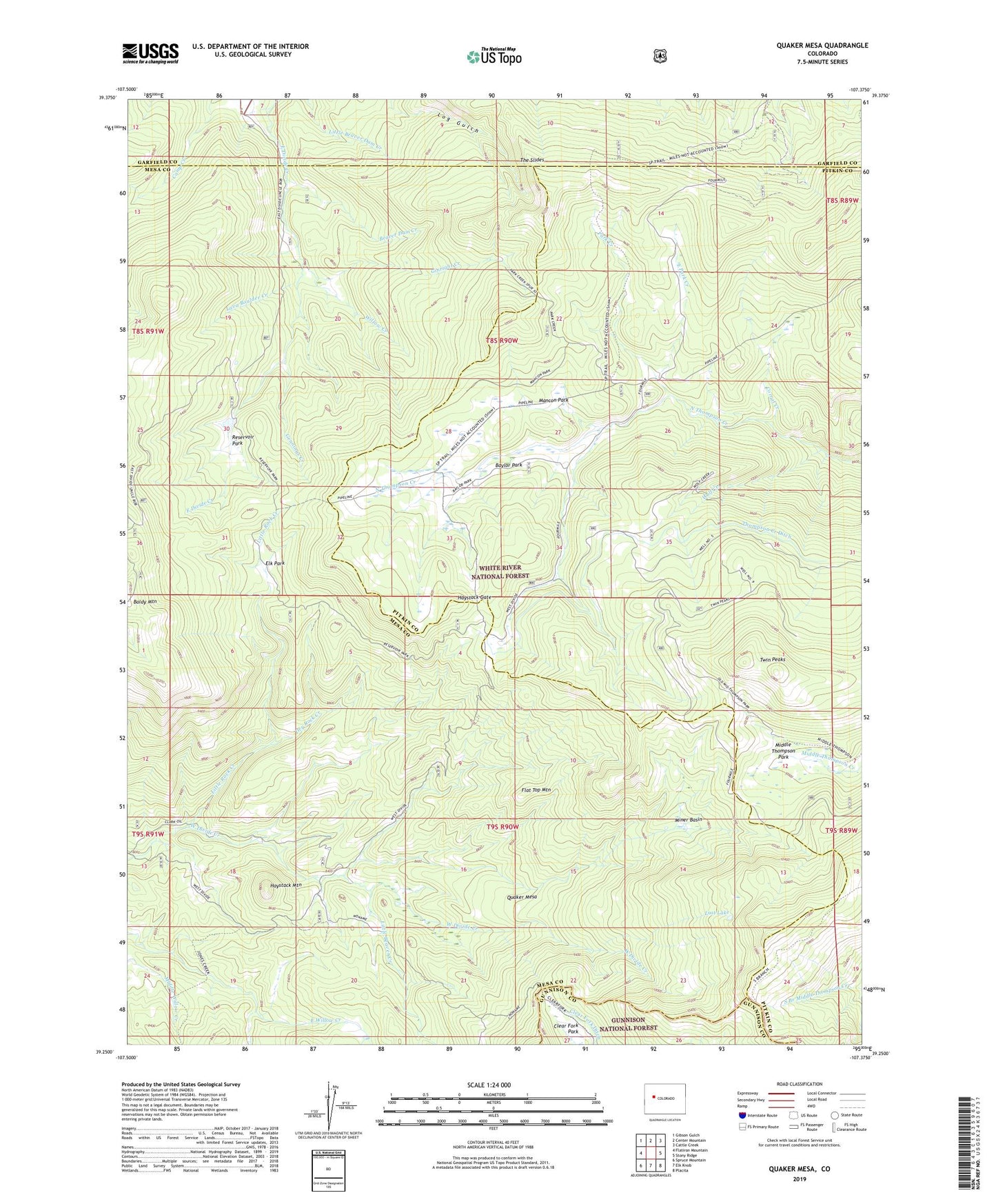 Quaker Mesa Colorado US Topo Map Image