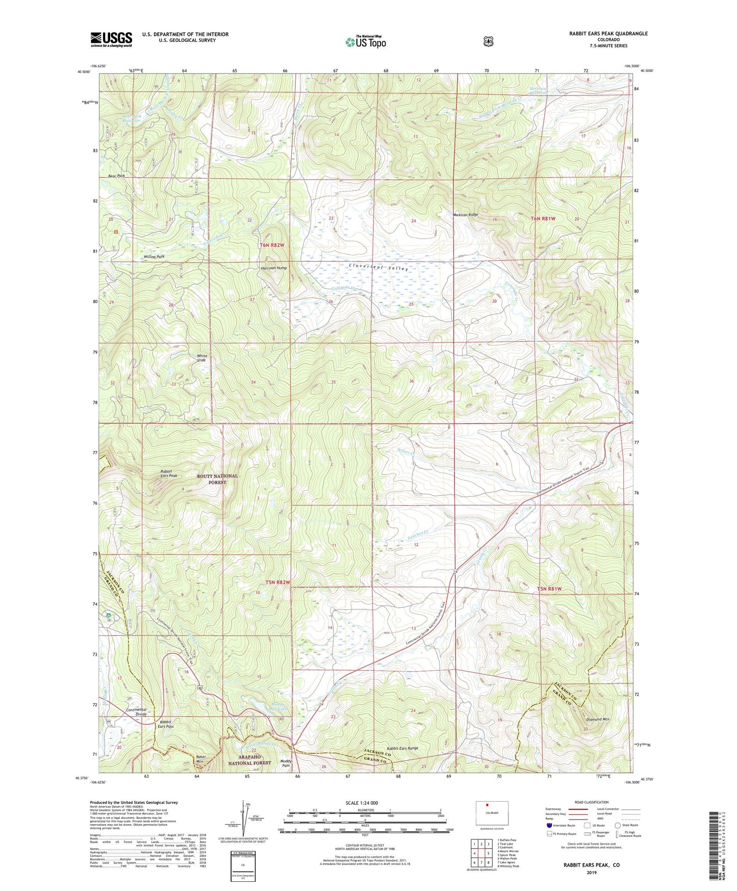 Rabbit Ears Peak Colorado US Topo Map Image
