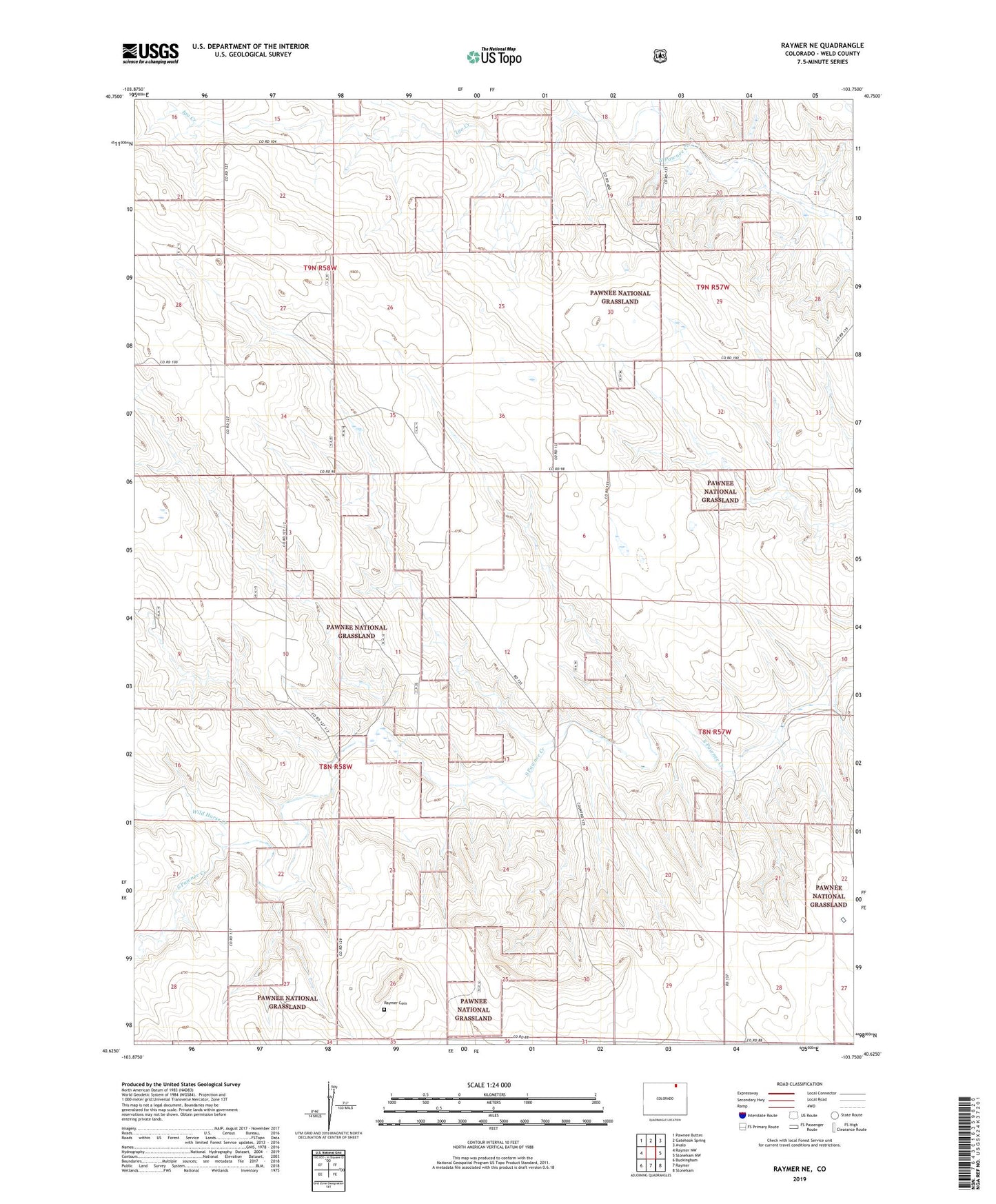 Raymer NE Colorado US Topo Map Image