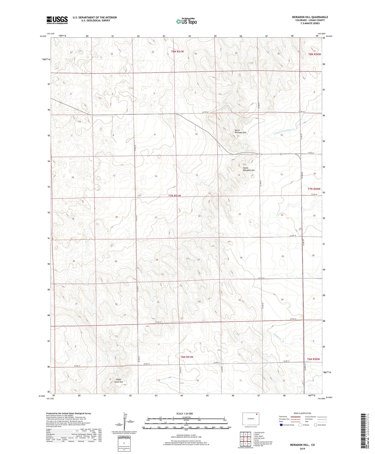 Reiradon Hill Colorado US Topo Map Image