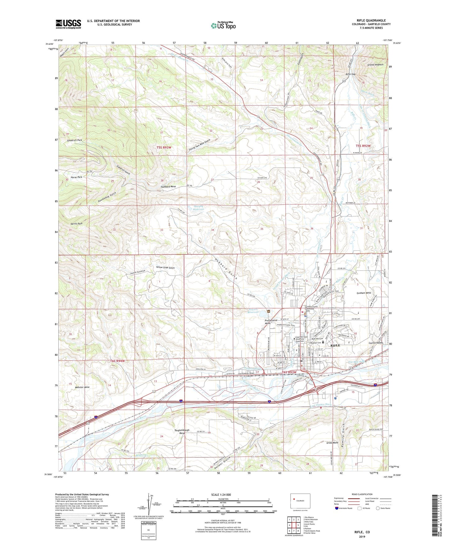 Rifle Colorado US Topo Map Image