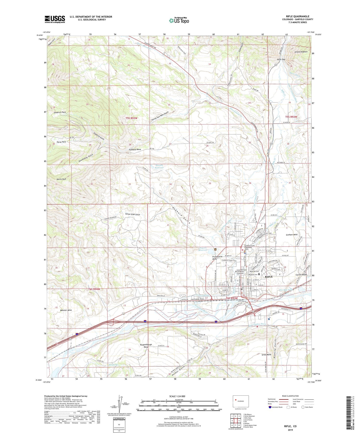 Rifle Colorado US Topo Map Image