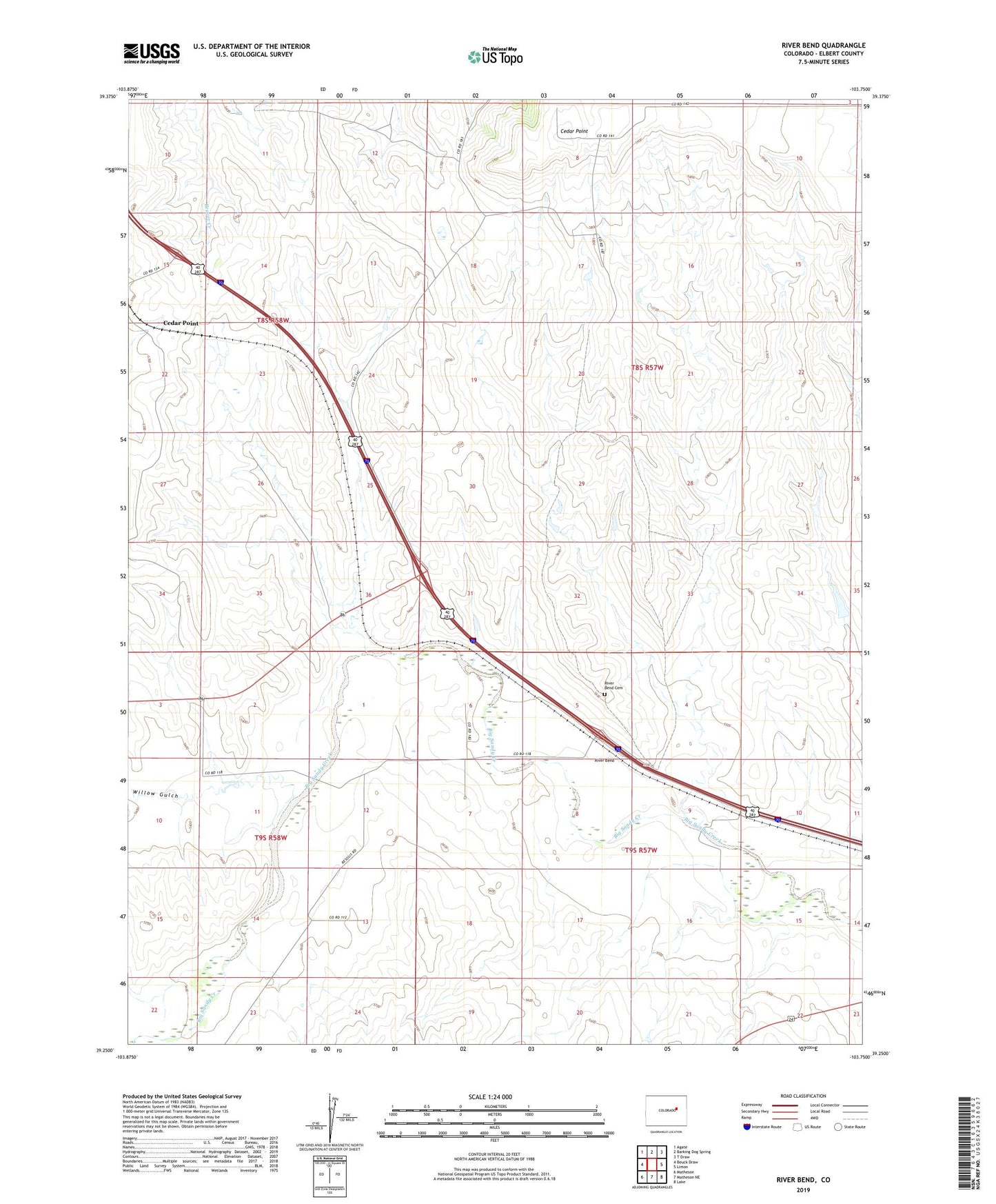 River Bend Colorado US Topo Map Image